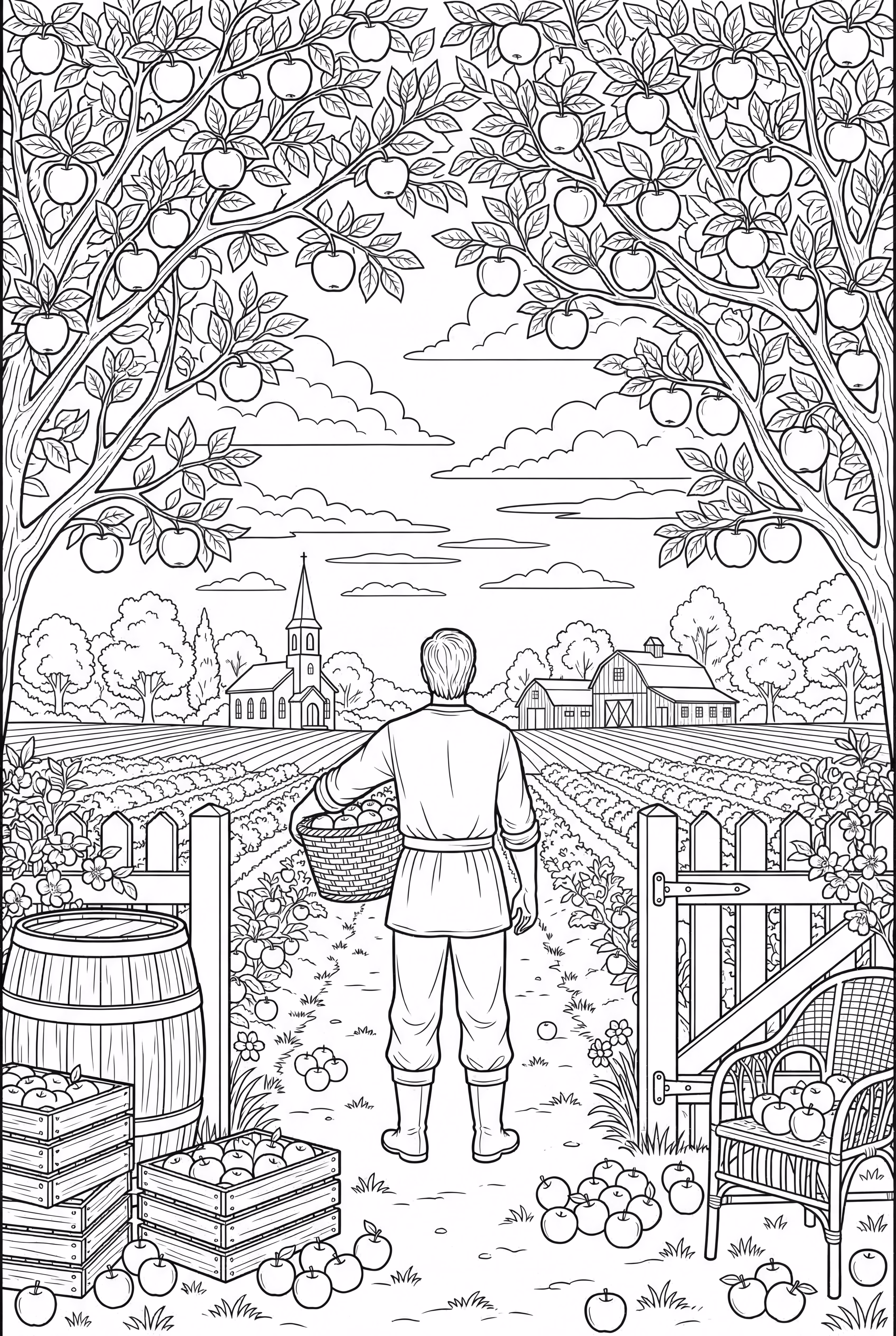 苹果采摘在果园里