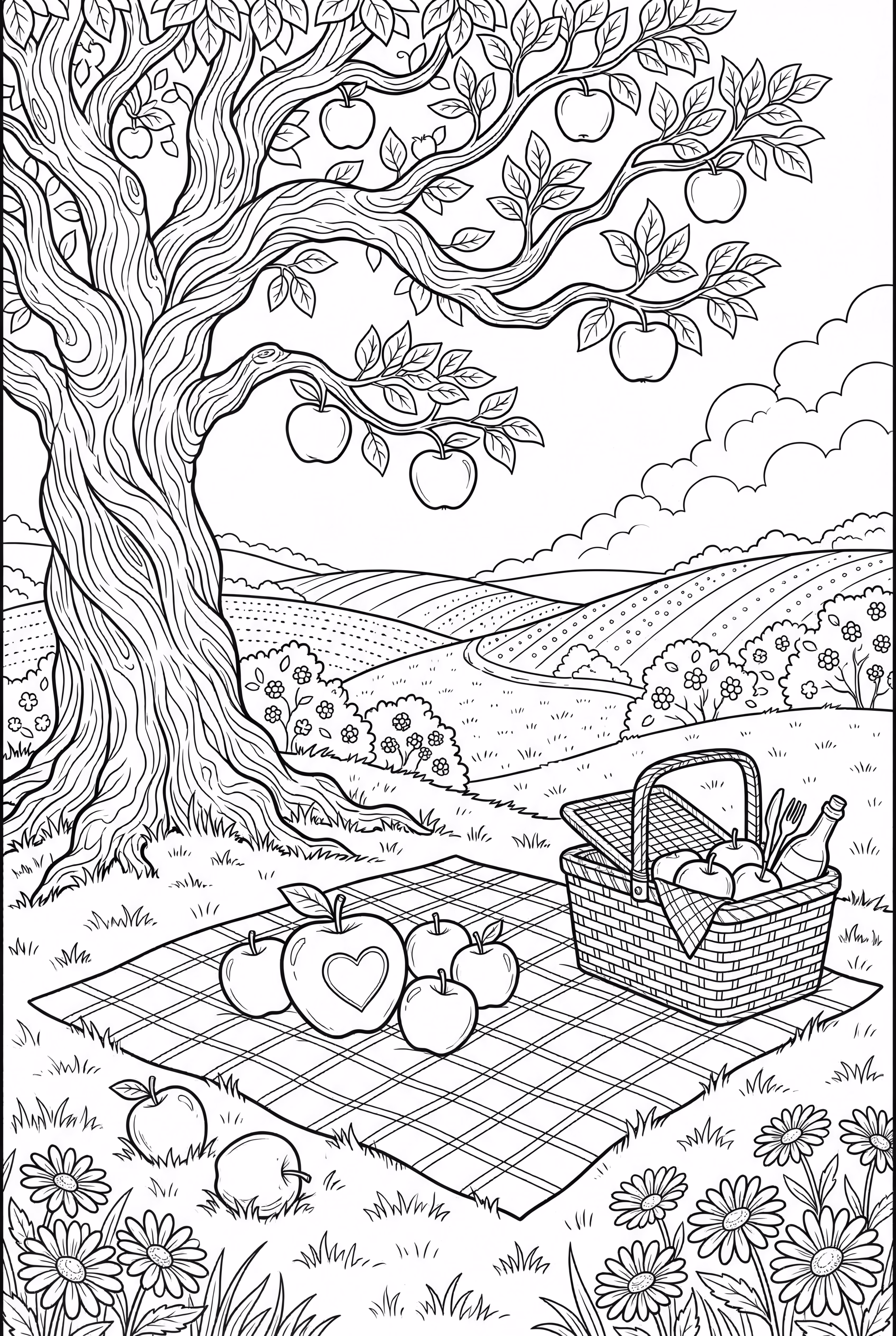 Apple-themed Picnic Under a Tree