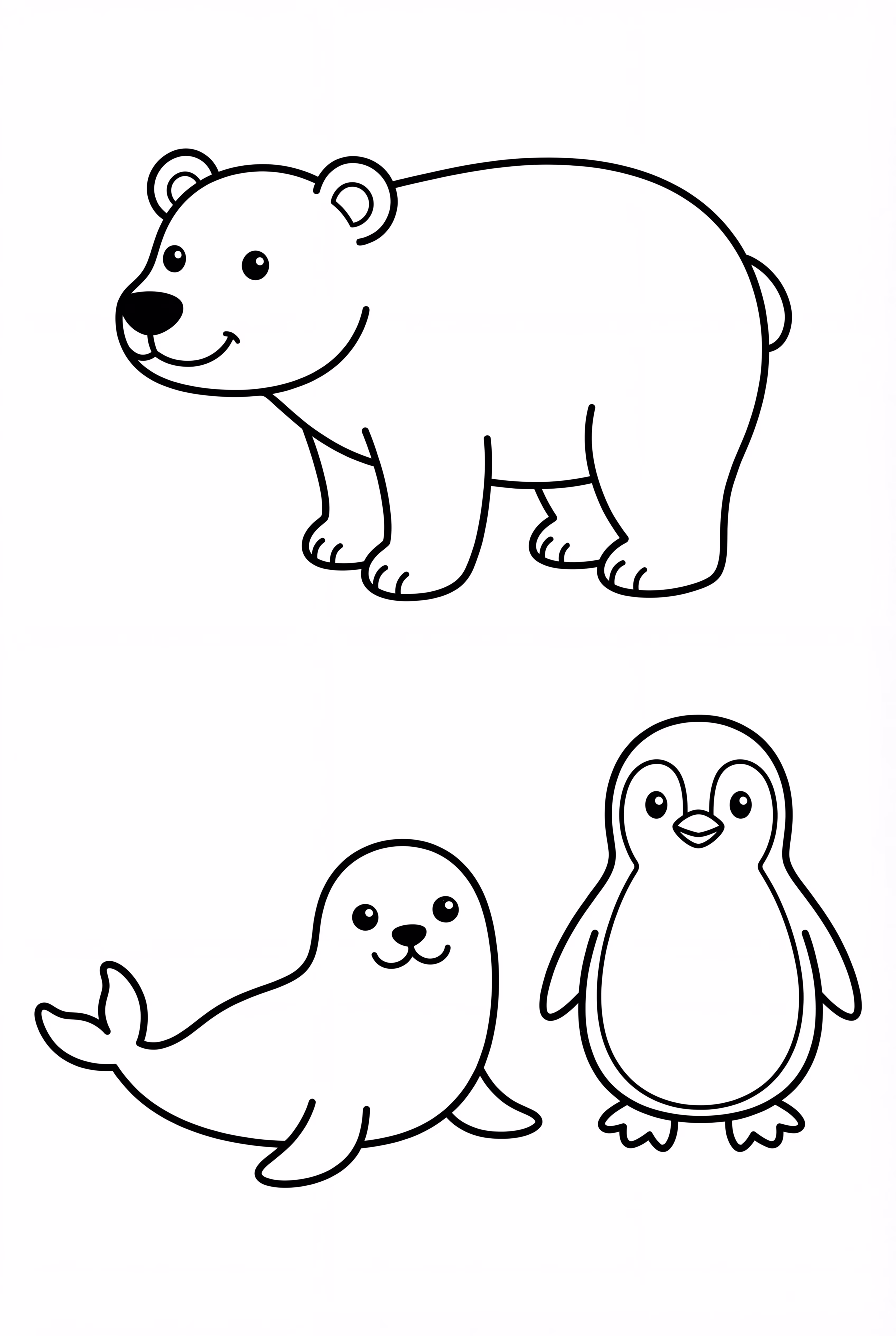 幼児向け北極動物の大きな輪郭