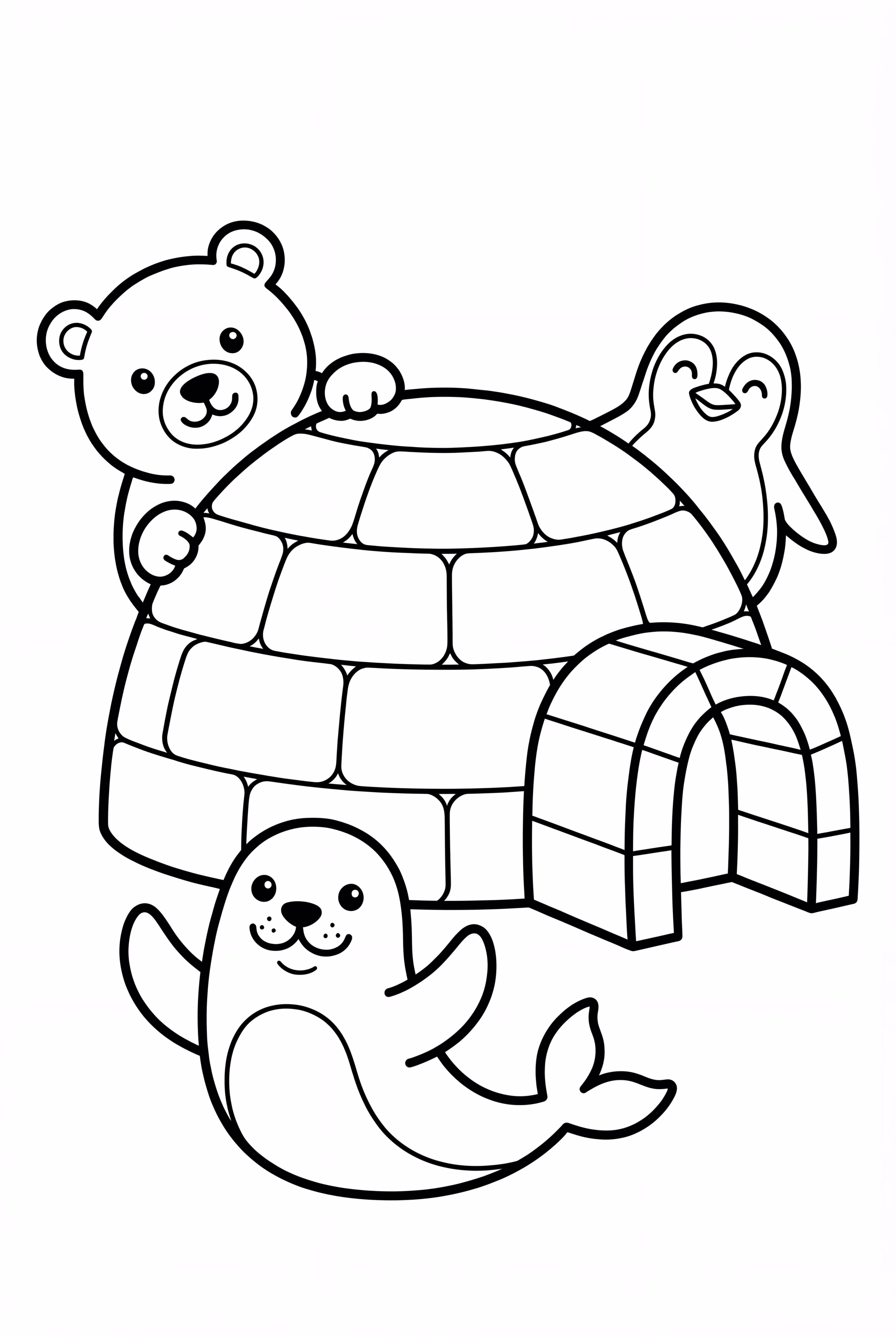 Arctic Animals Hiding in a Simple Igloo