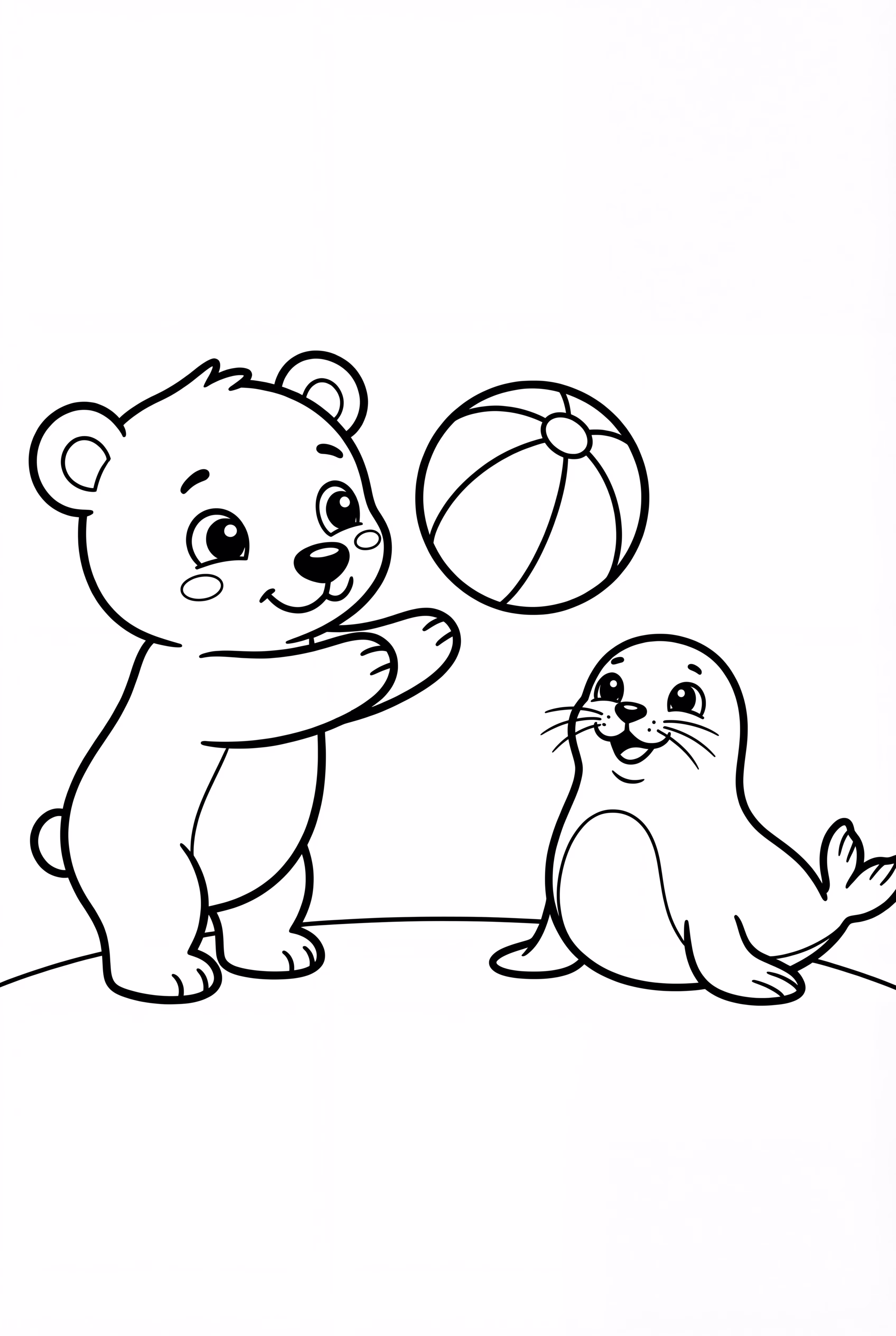 Arctic Animals Playing with a Ball