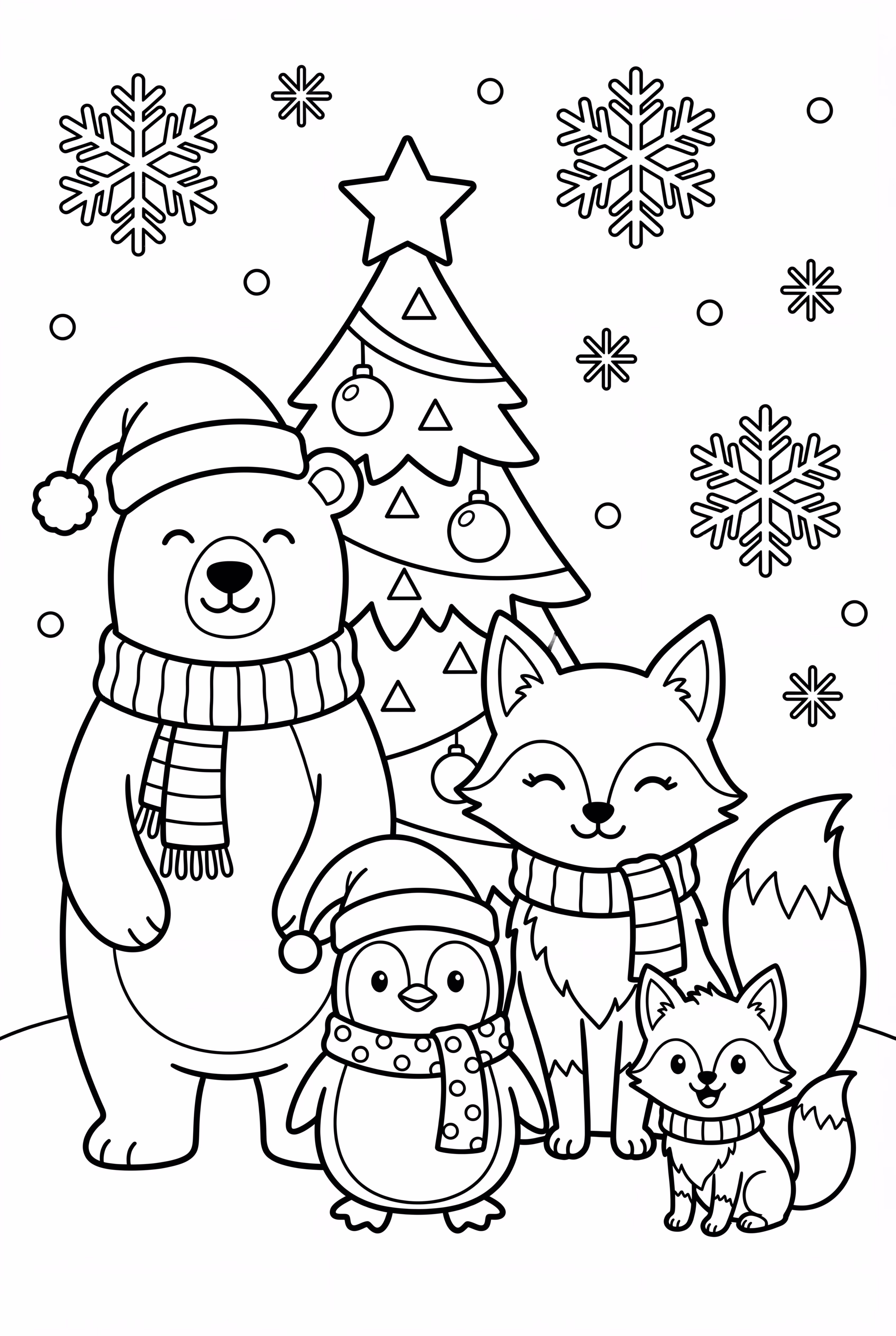 Arctic Animals with Festive Christmas Decorations