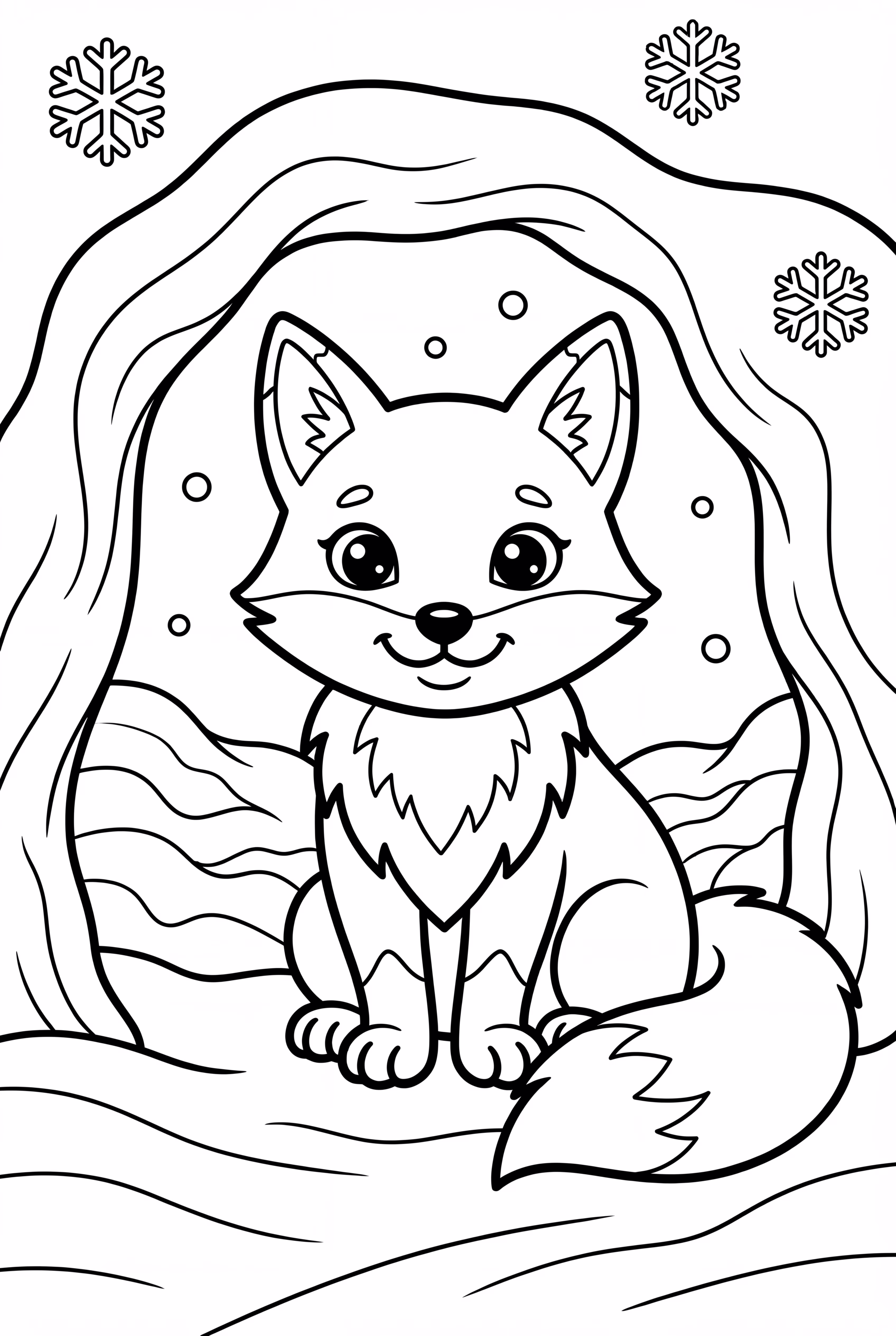 Arctic Fox Cub in Snowy Den