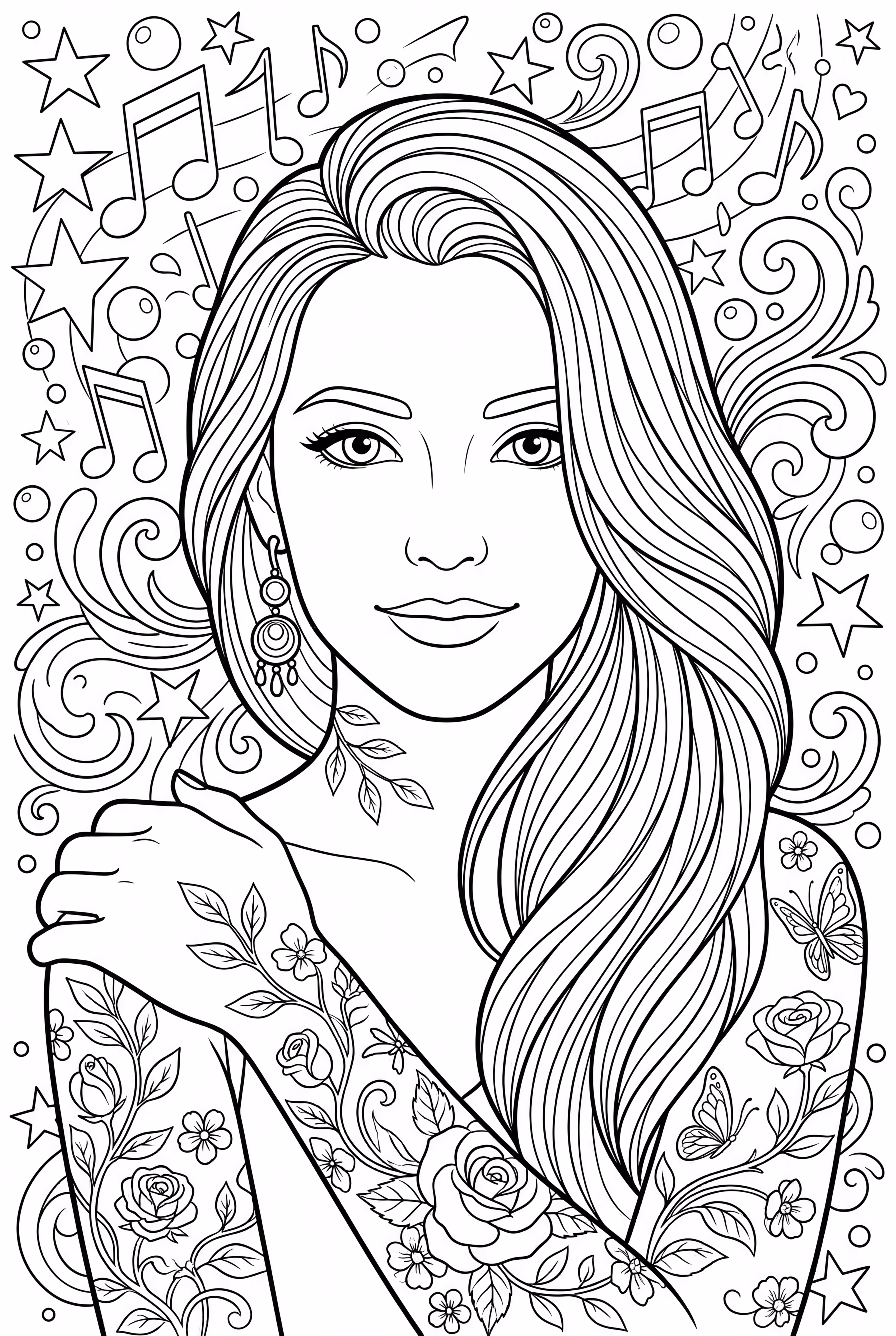 阿丽亚娜·格兰德带详细纹身的特写