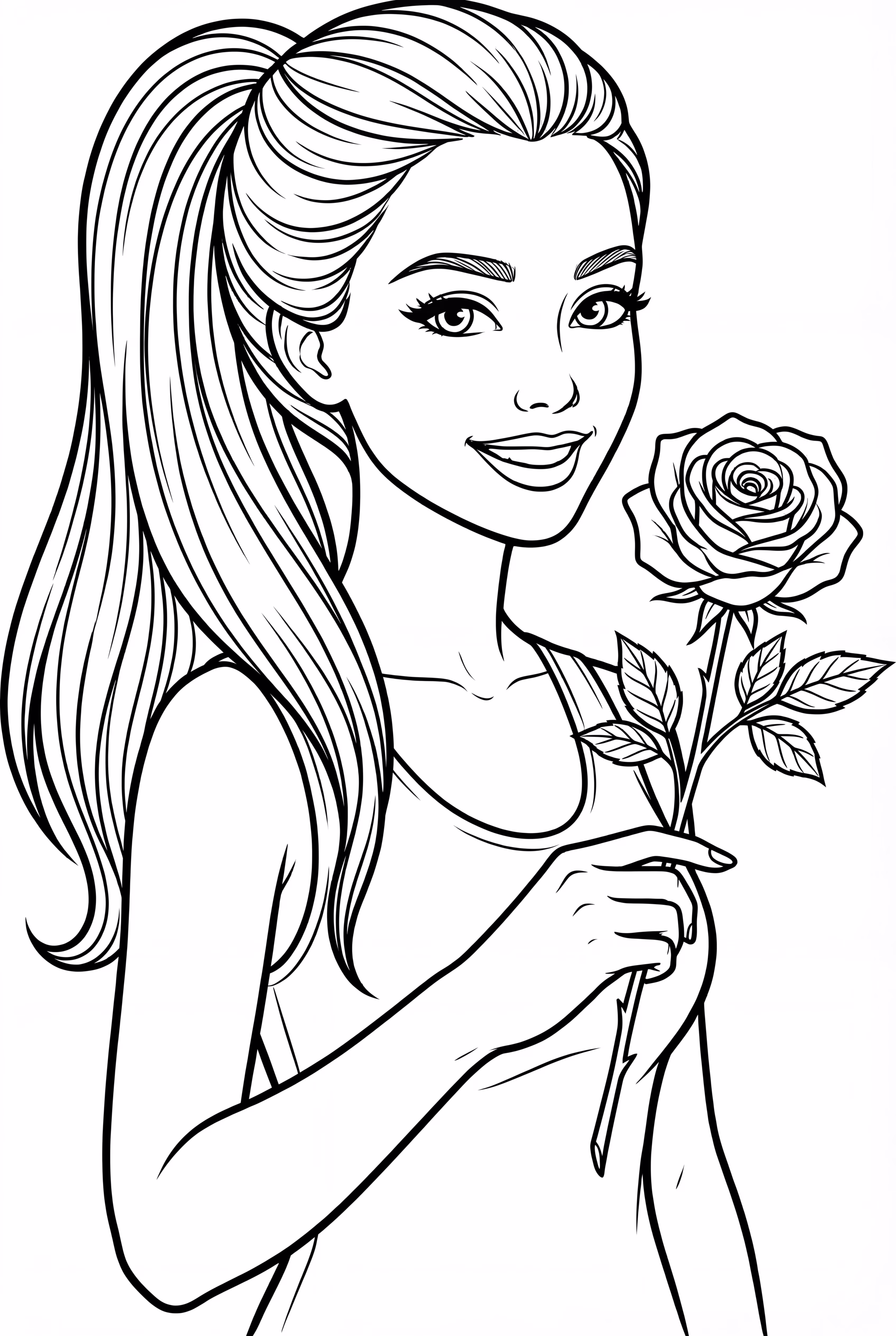 爱莉安娜·格兰德手握一朵玫瑰