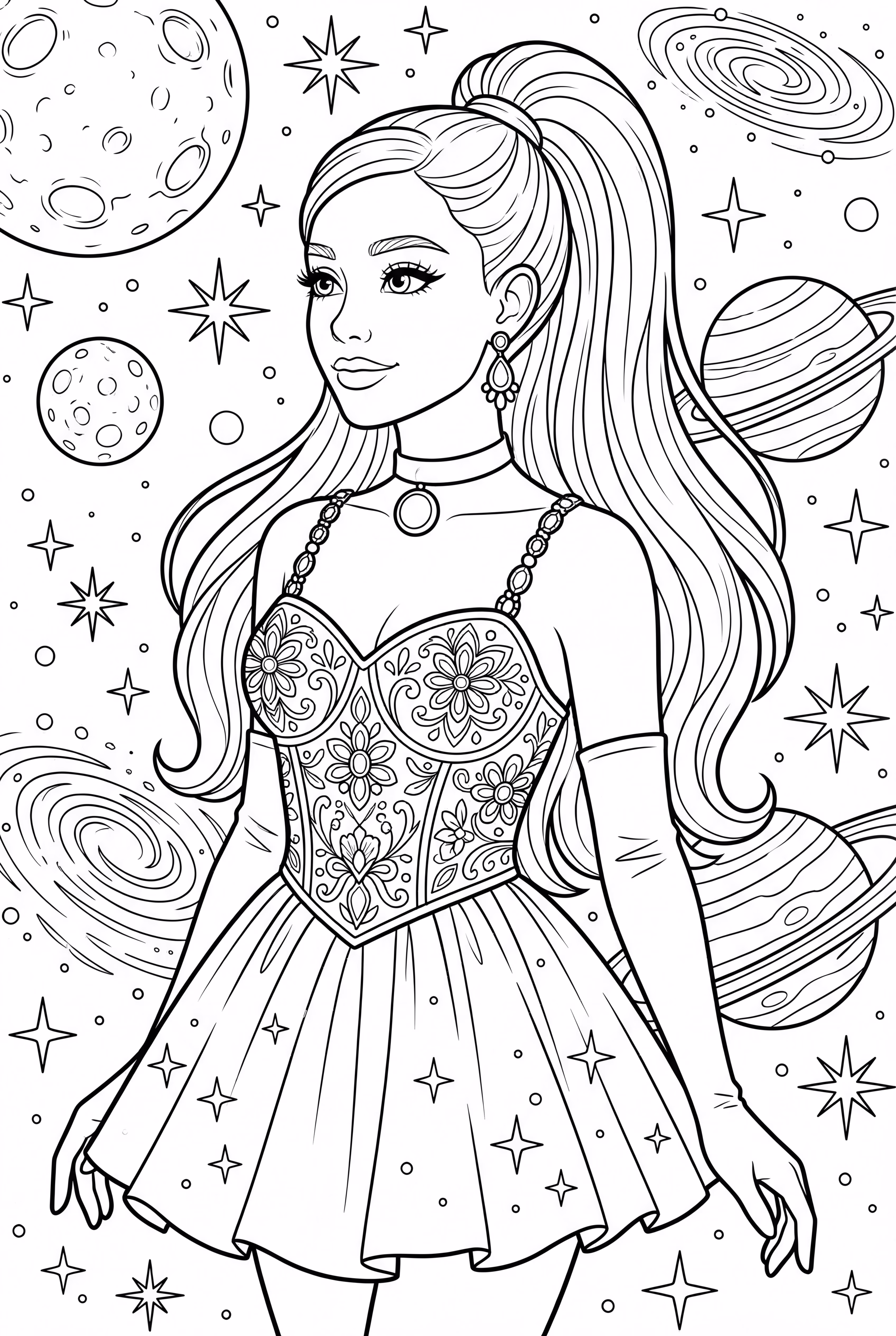 Ariana Grande In A Galaxy Of Stars And Planets