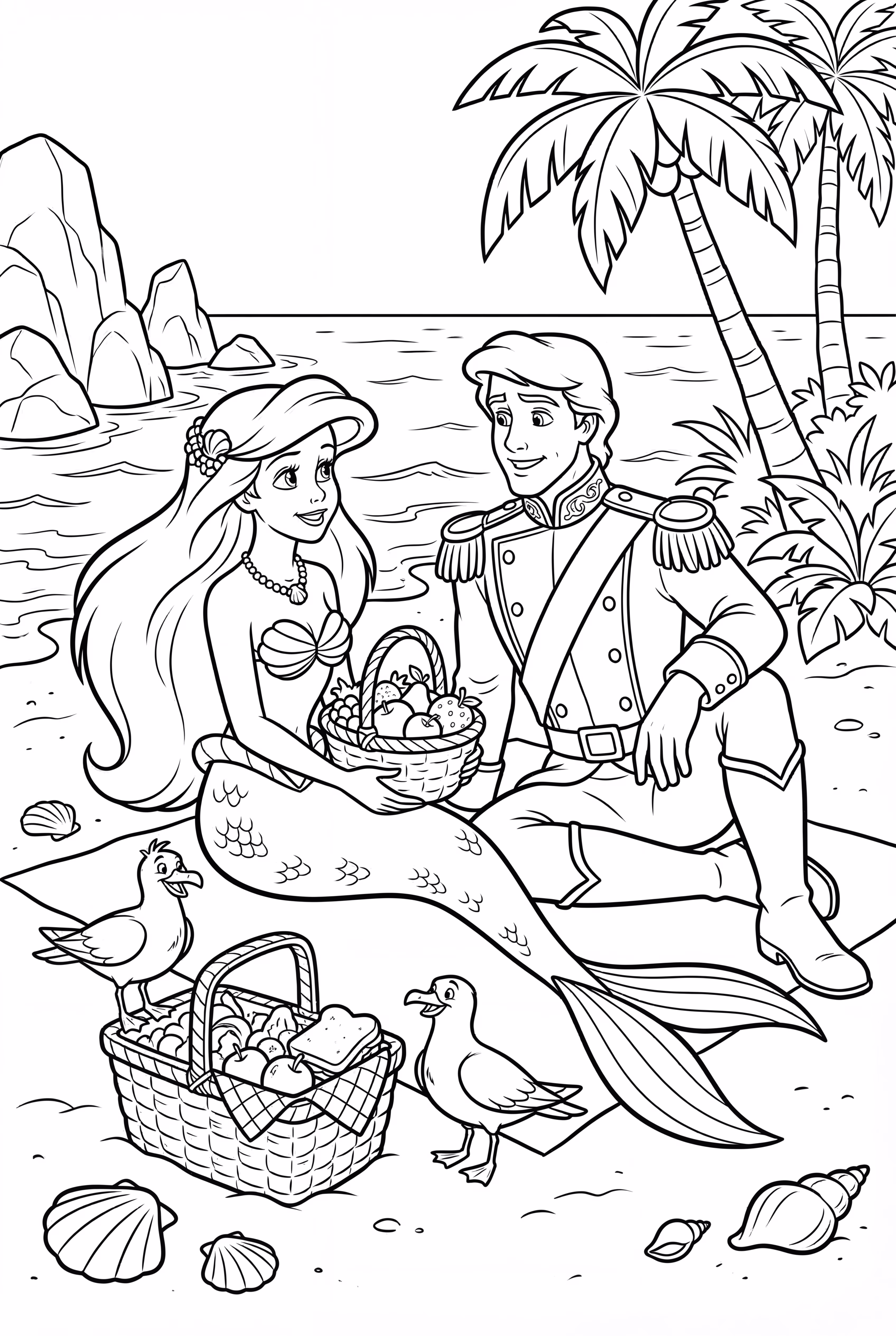 ariel and eric enjoying a seaside picnic-2