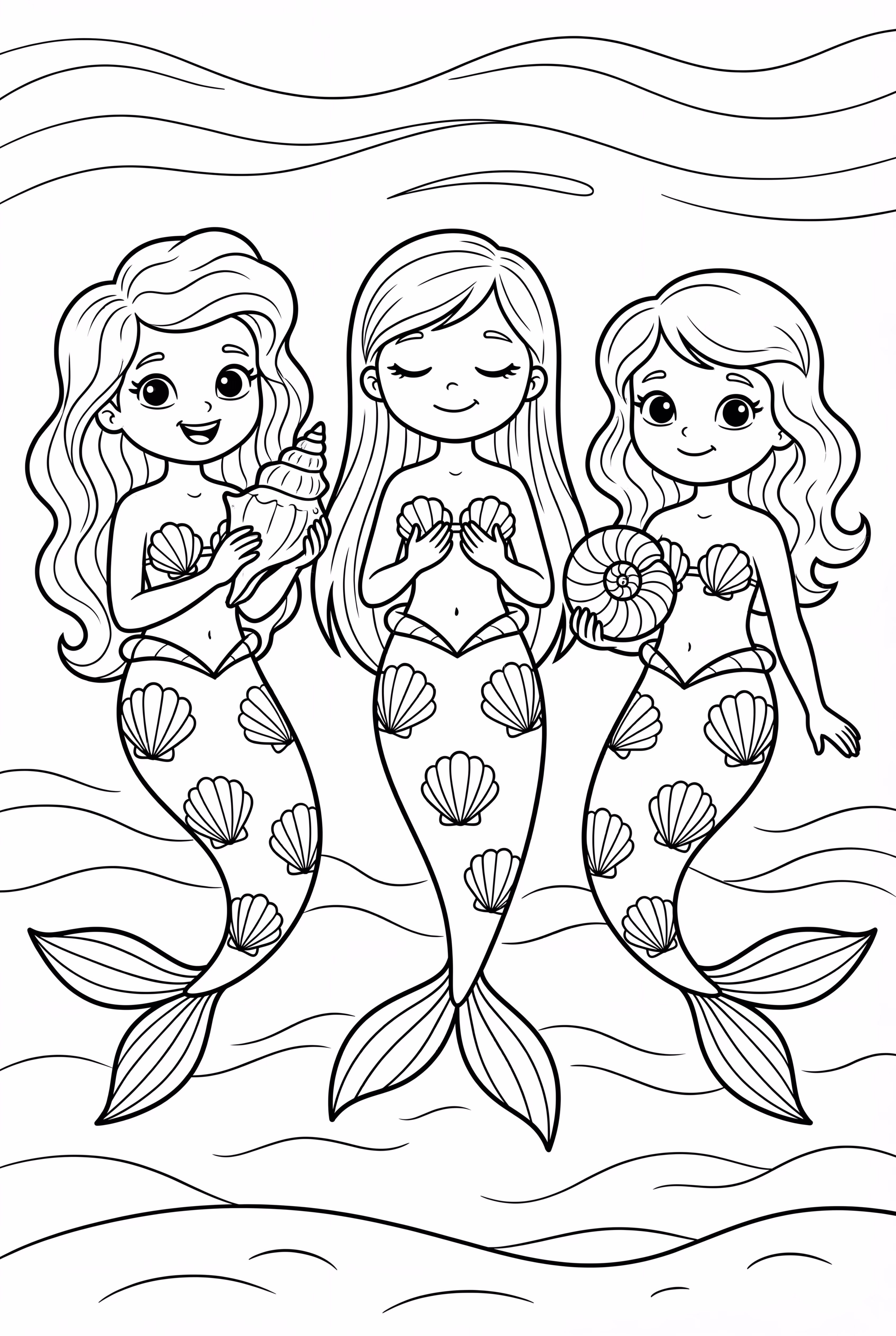 Ariel And Her Sisters Holding Shells