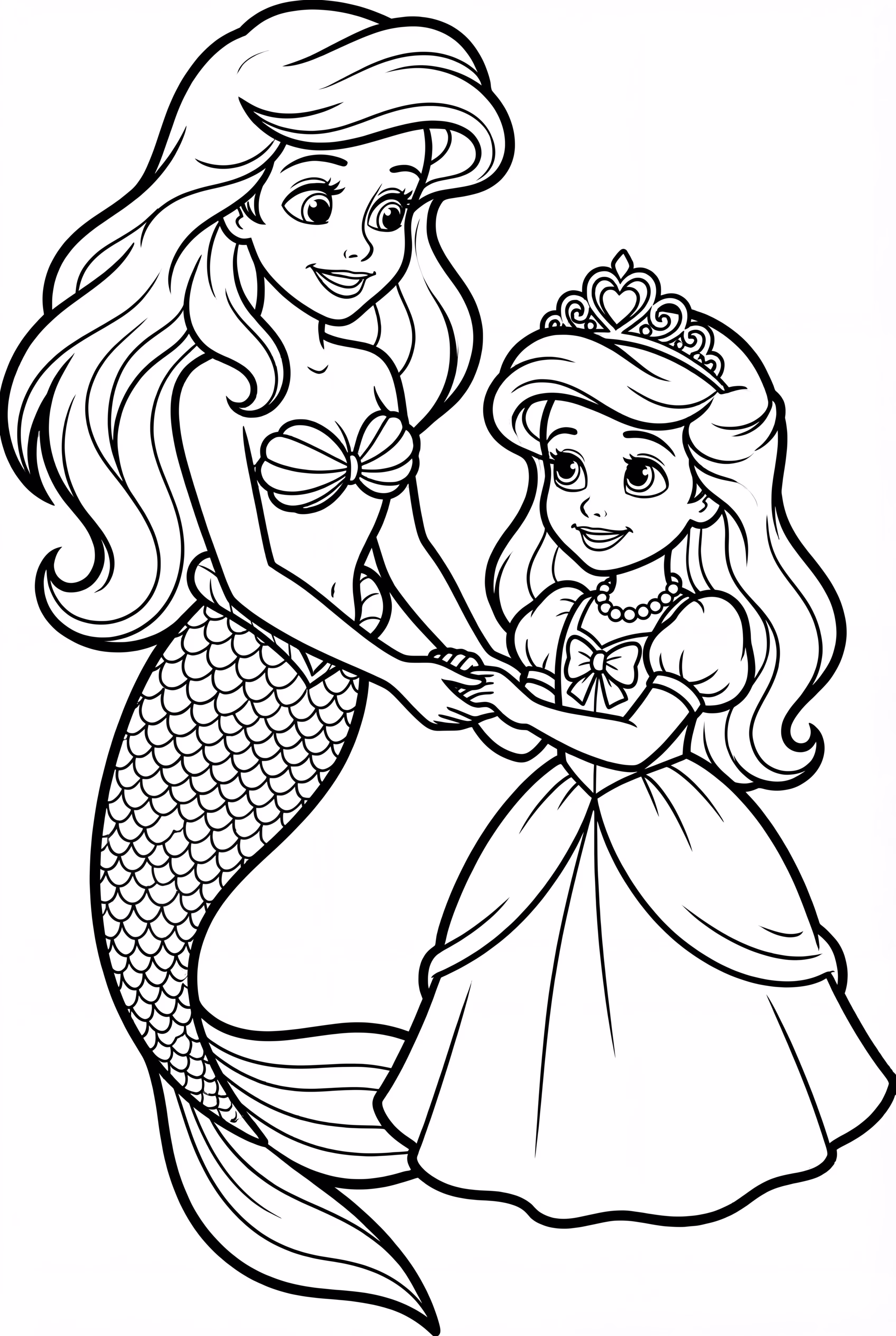 Ariel And Melody Wearing Matching Tiaras