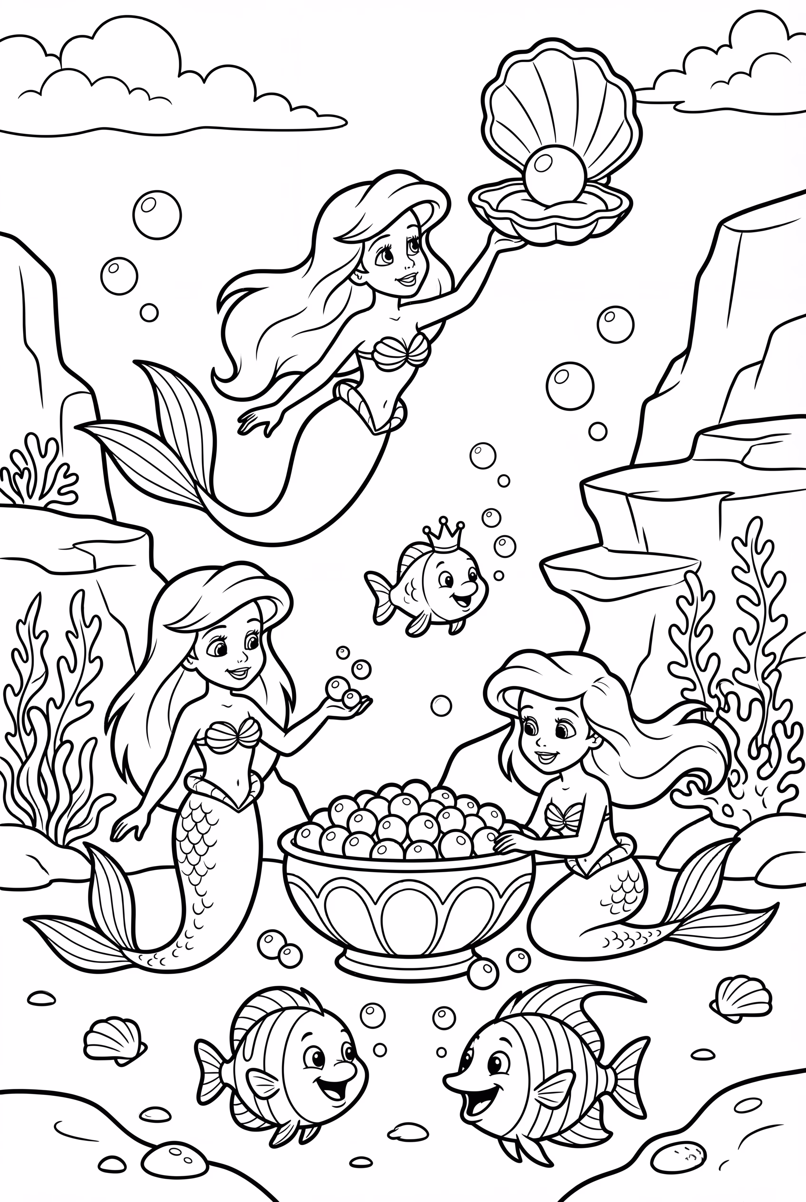 Ariel And Sisters Collecting Ocean Pearls