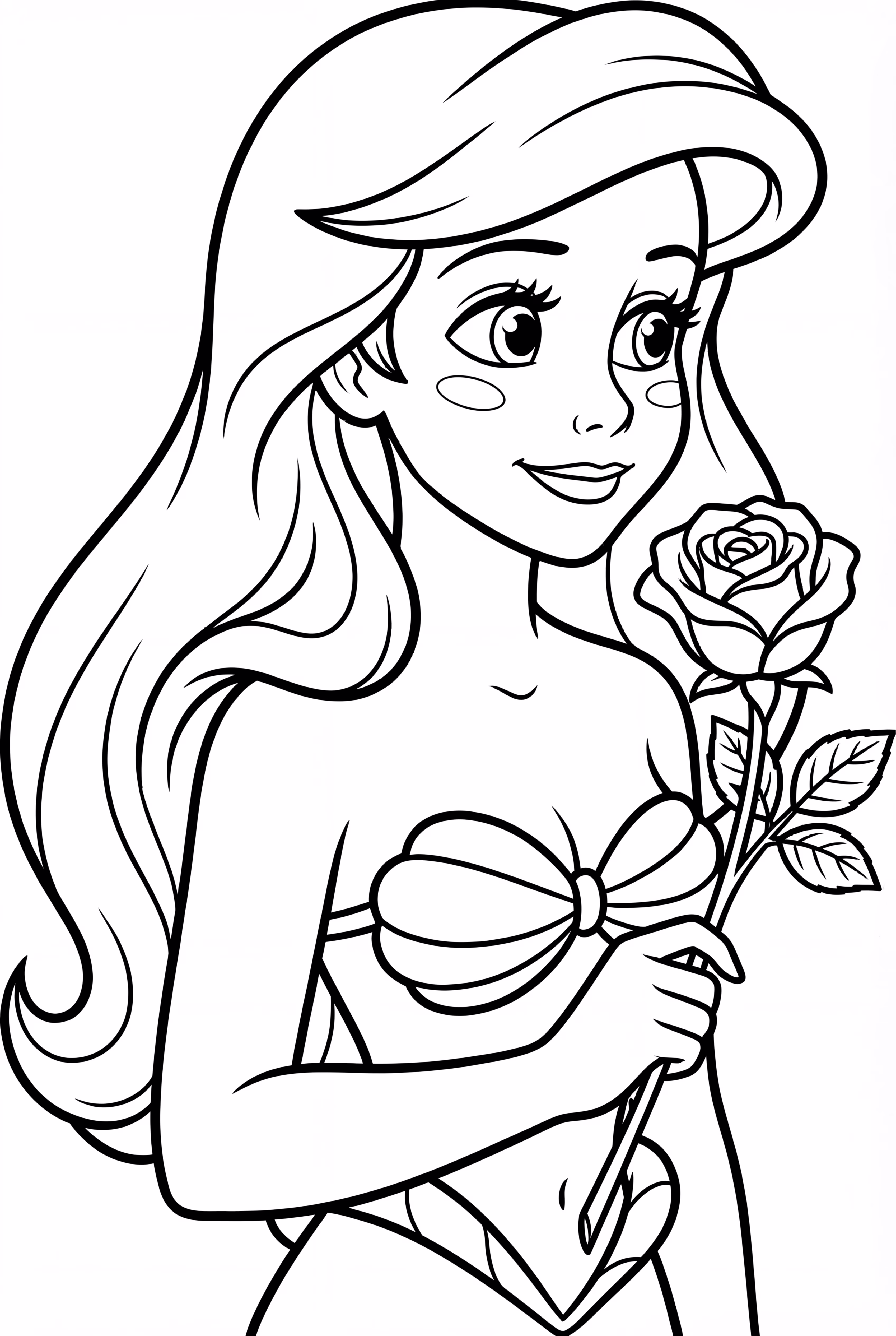 Ariel Blushing While Holding A Rose