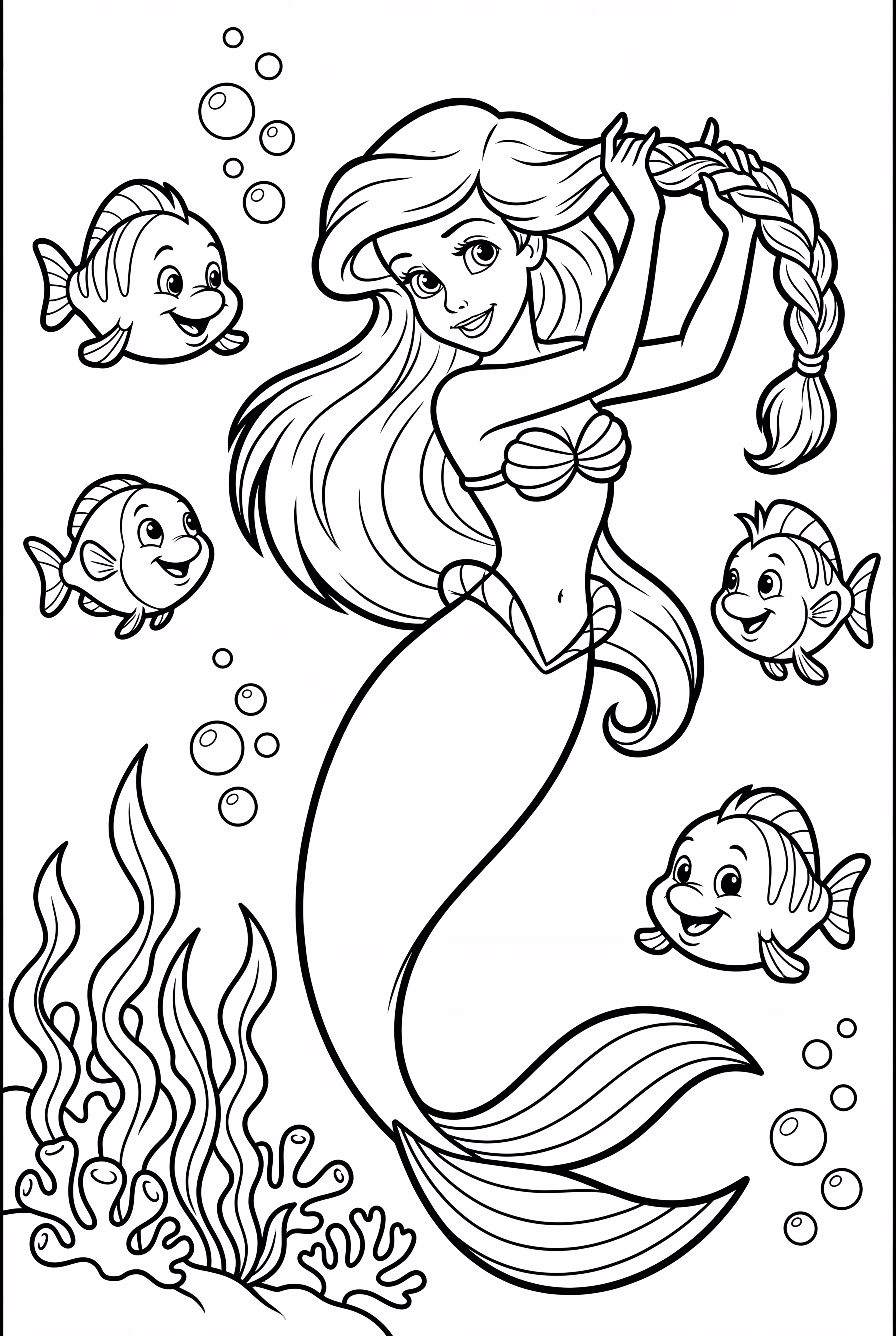 Ariel Braiding Hair While Fish Watch