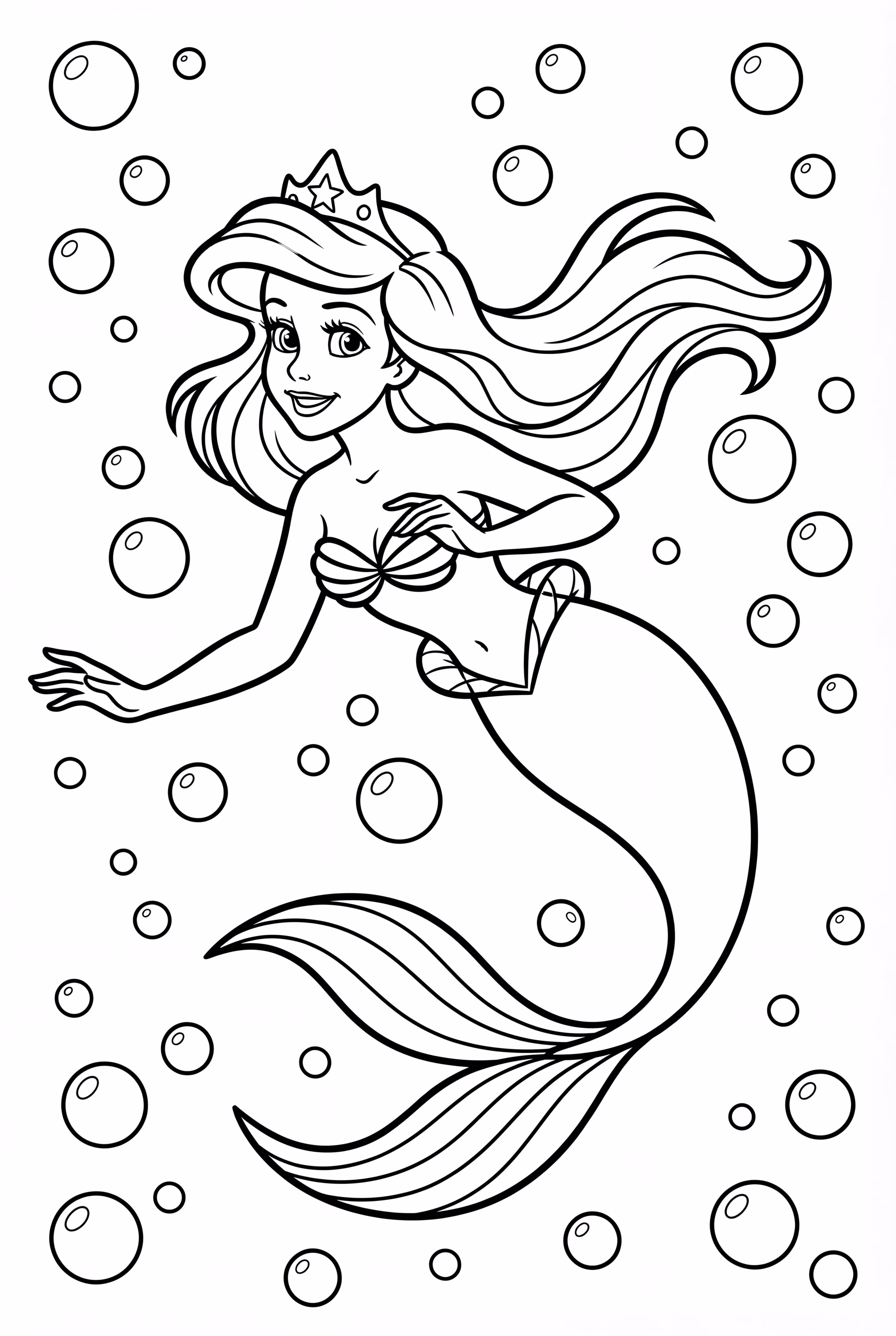 Ariel Riding A Current With Bubbles