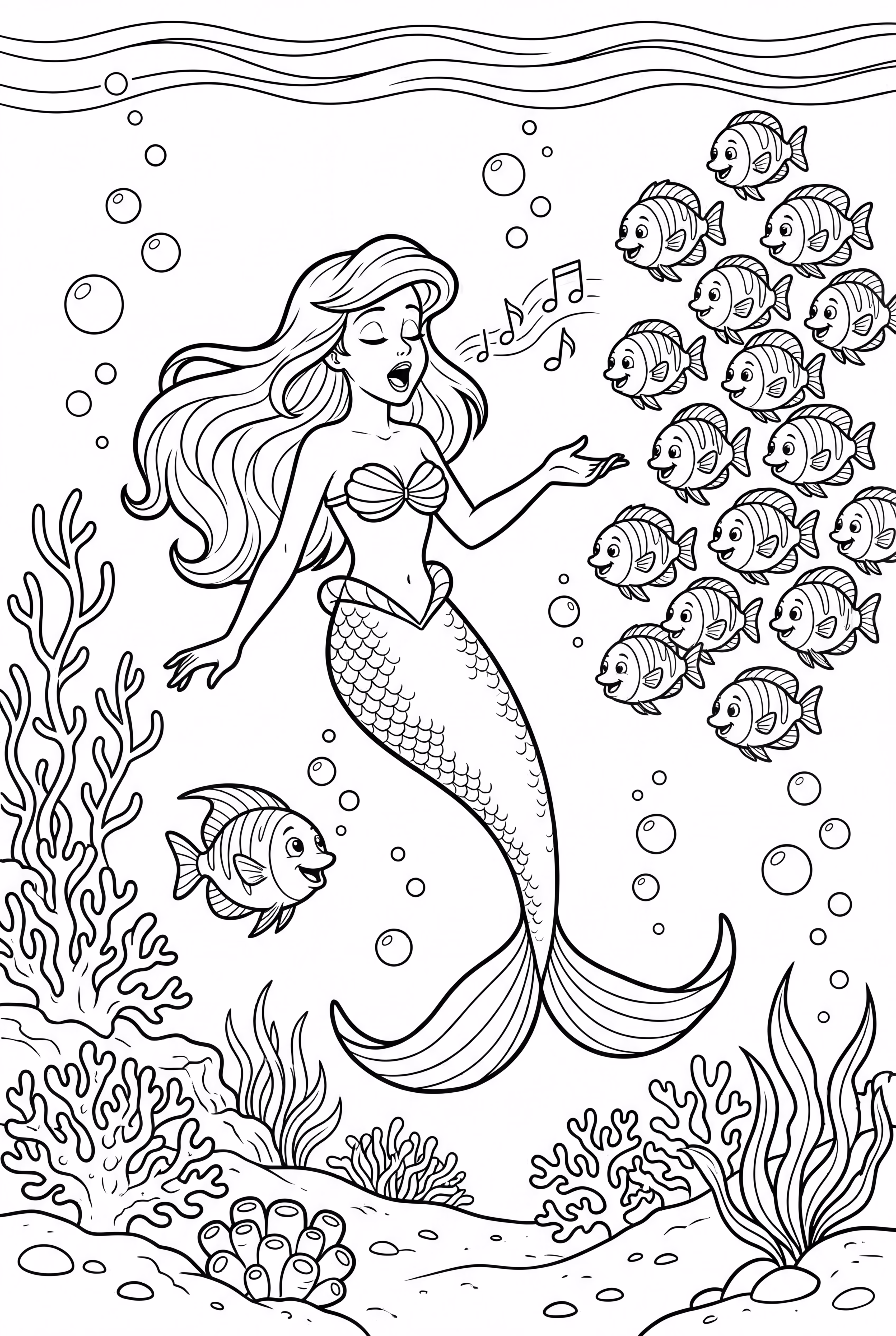 Ariel Singing To School Of Fish