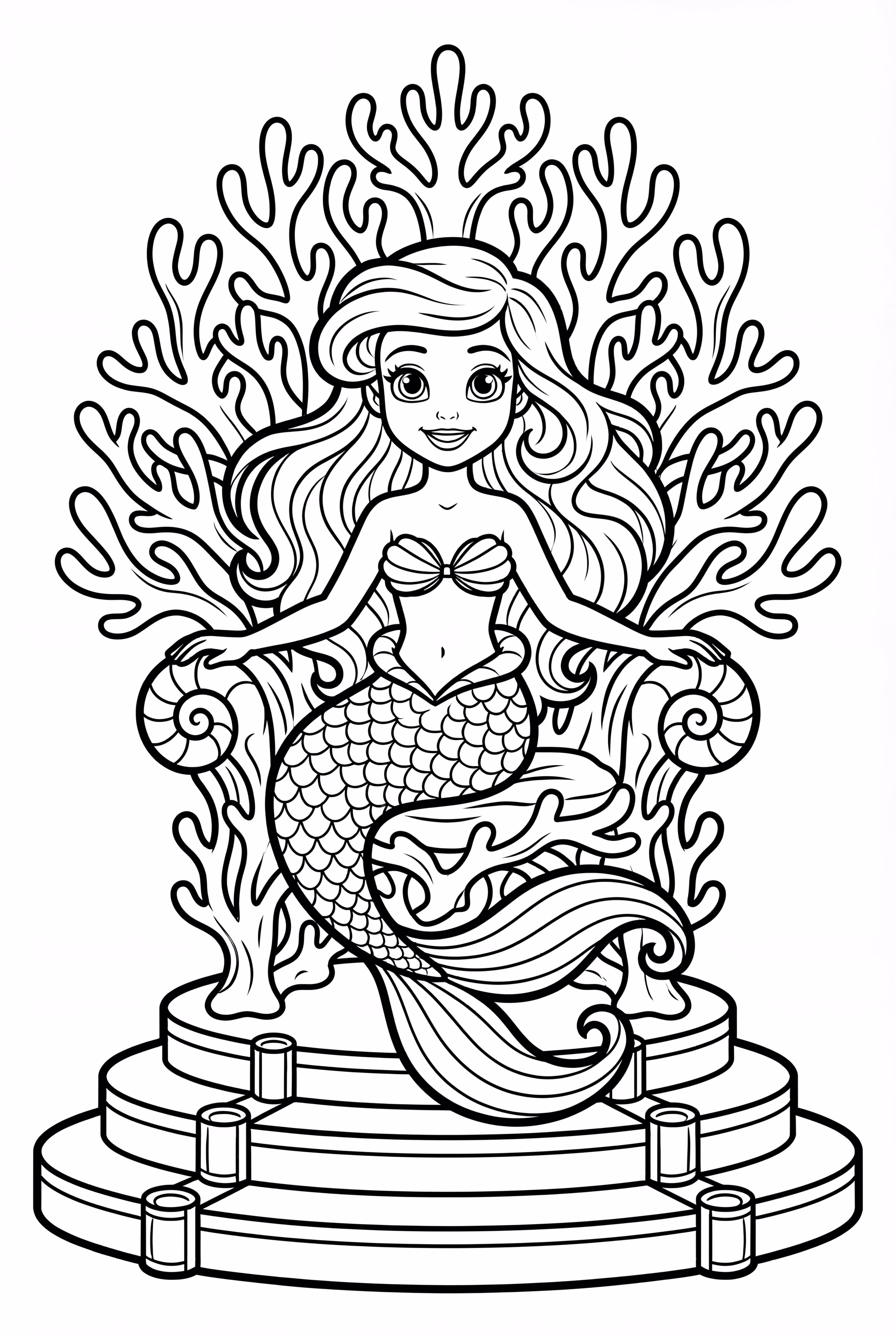 Ariel Sitting On A Throne Of Coral