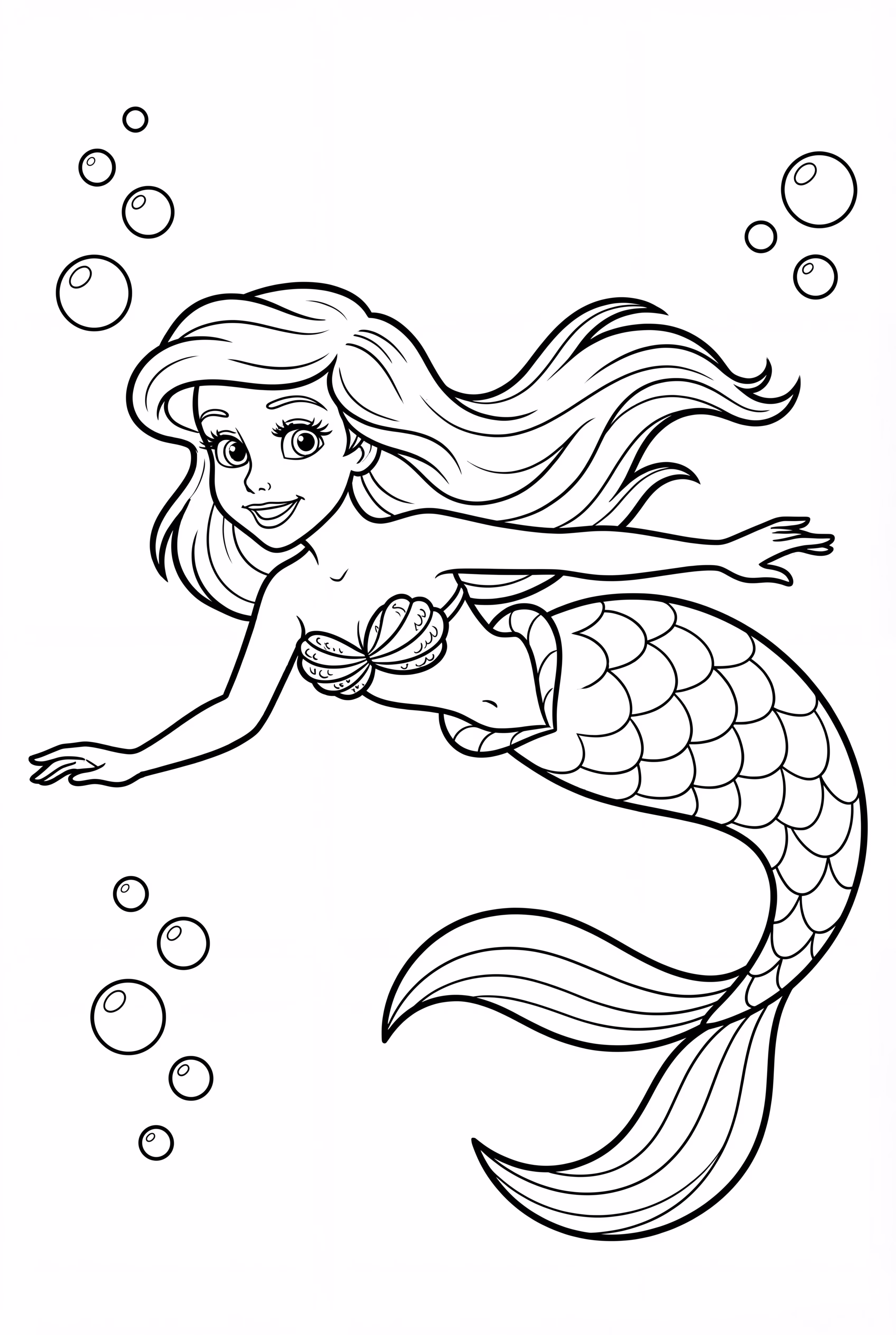 Ariel Swimming Through Rainbow Coral