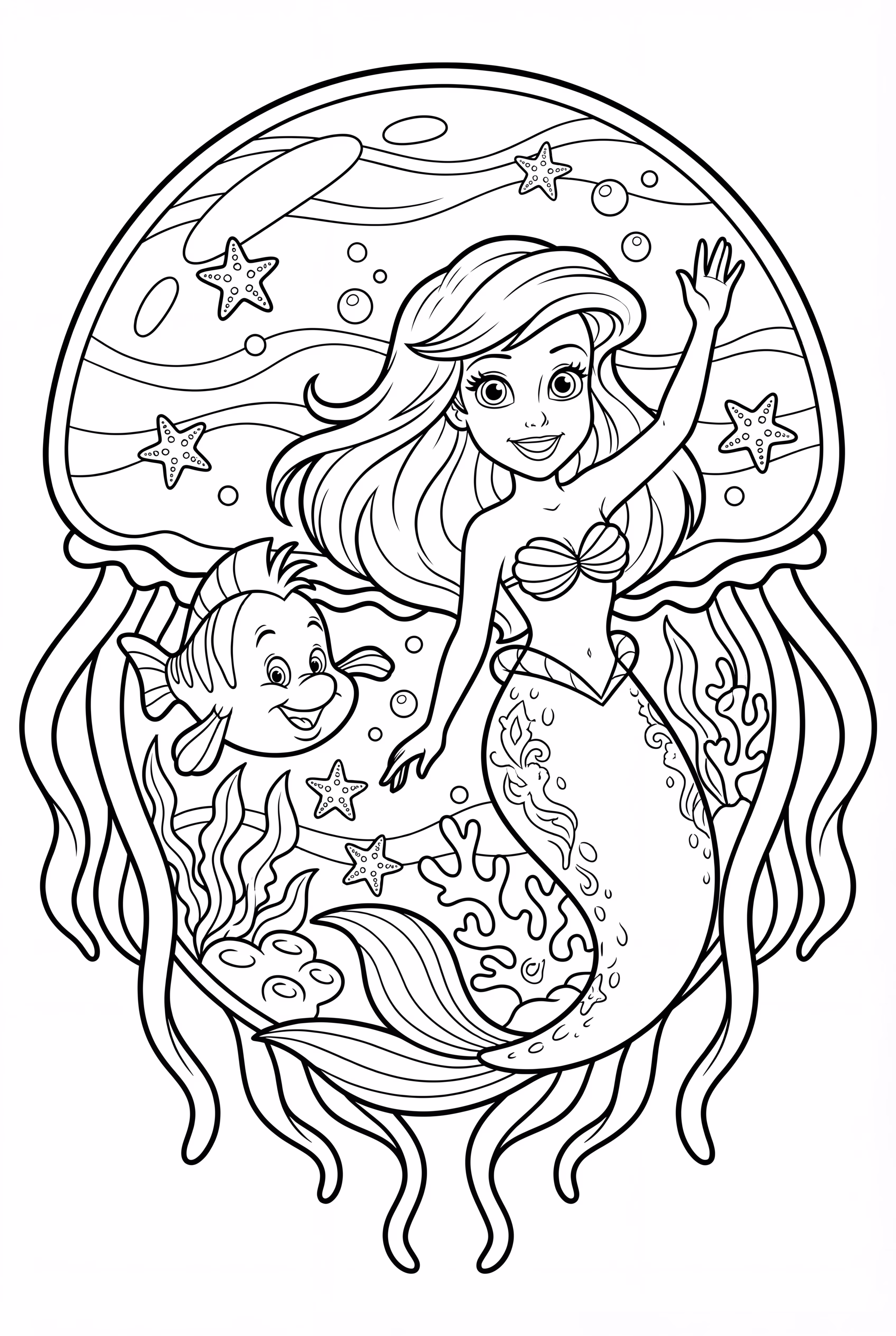 Ariel Waving From A Glowing Jellyfish