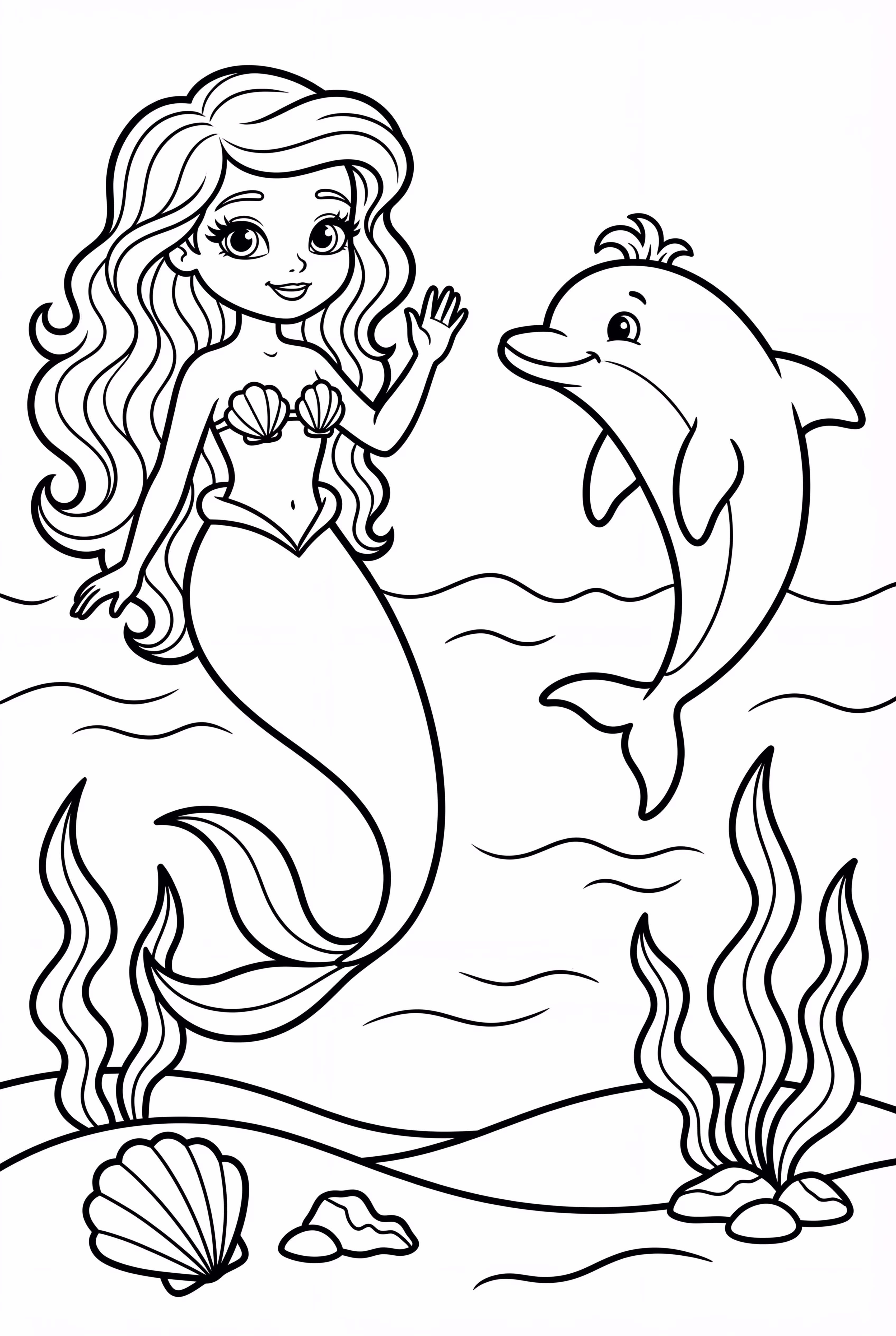 Ariel Waving Hello With A Dolphin