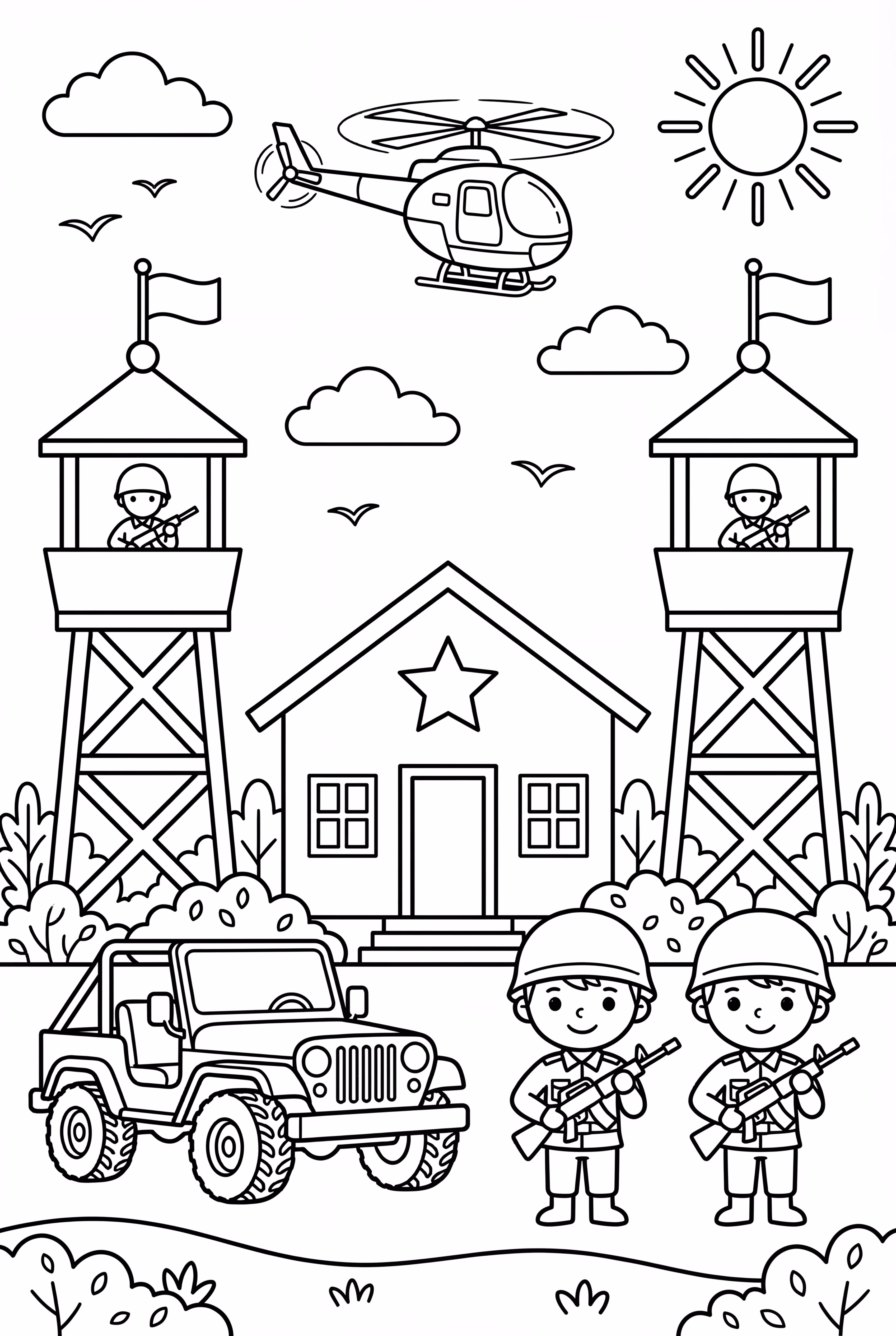 Army Base With Watchtowers