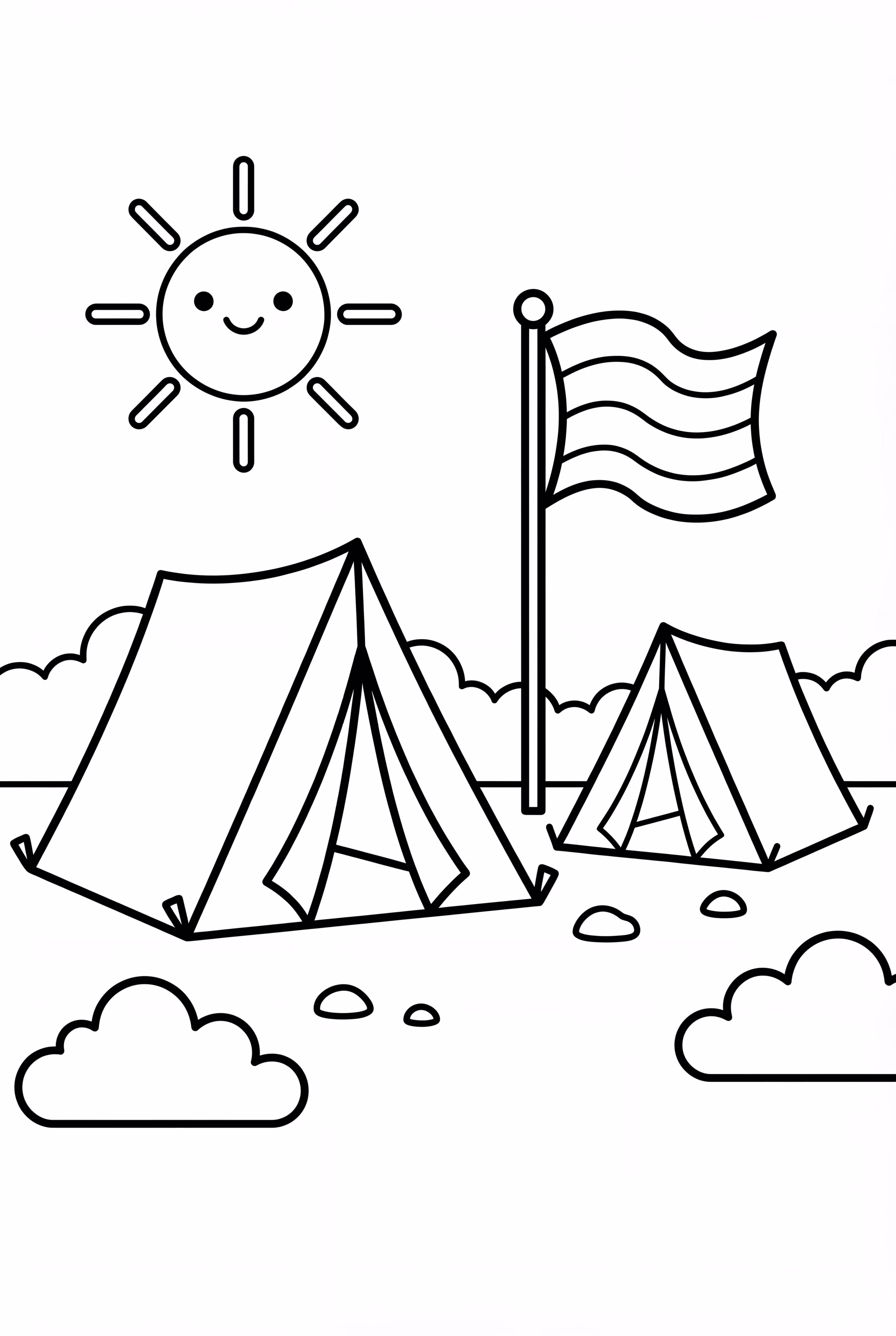 Army Camp With Tents And Flag
