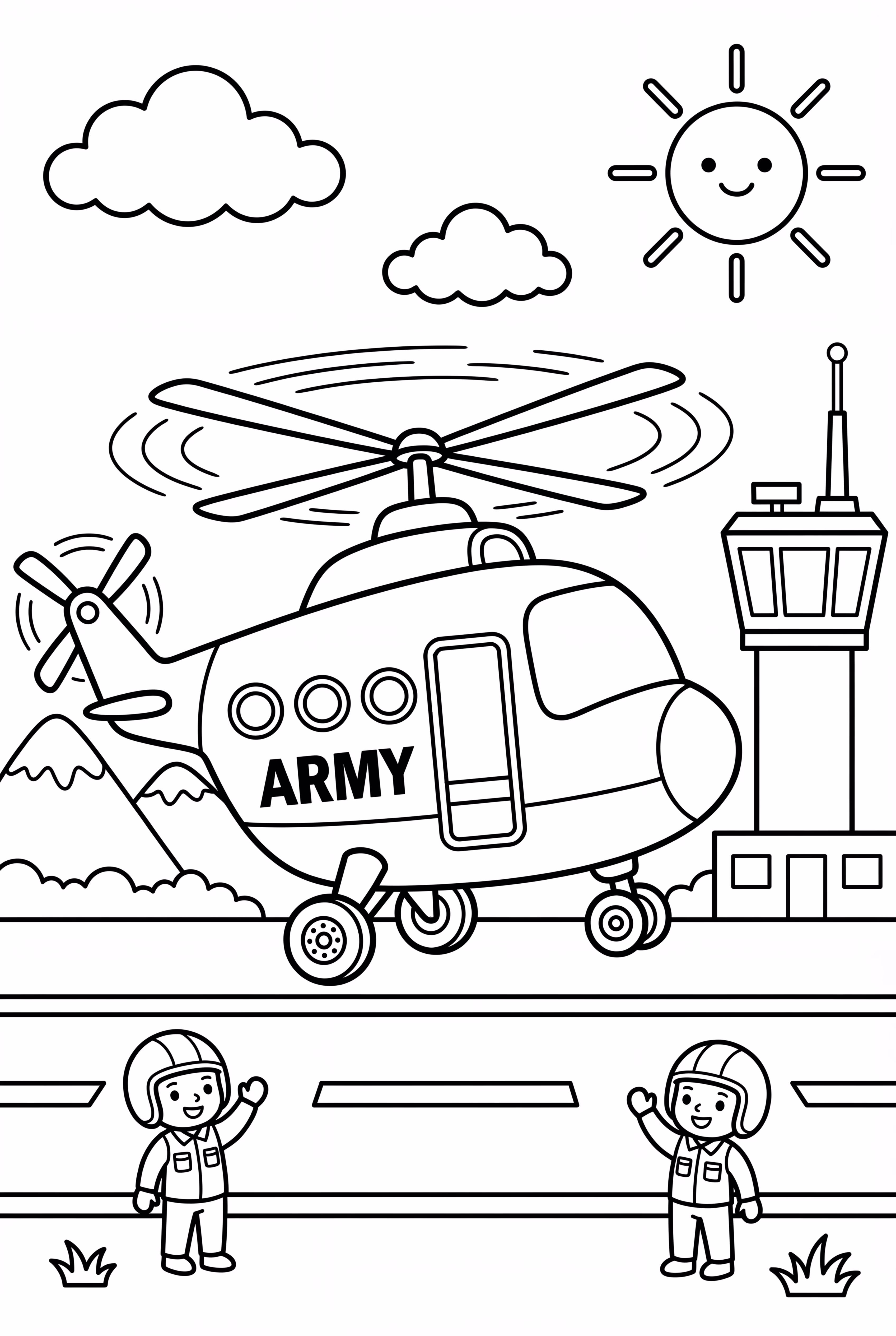 陸軍ヘリコプターの基地への着陸