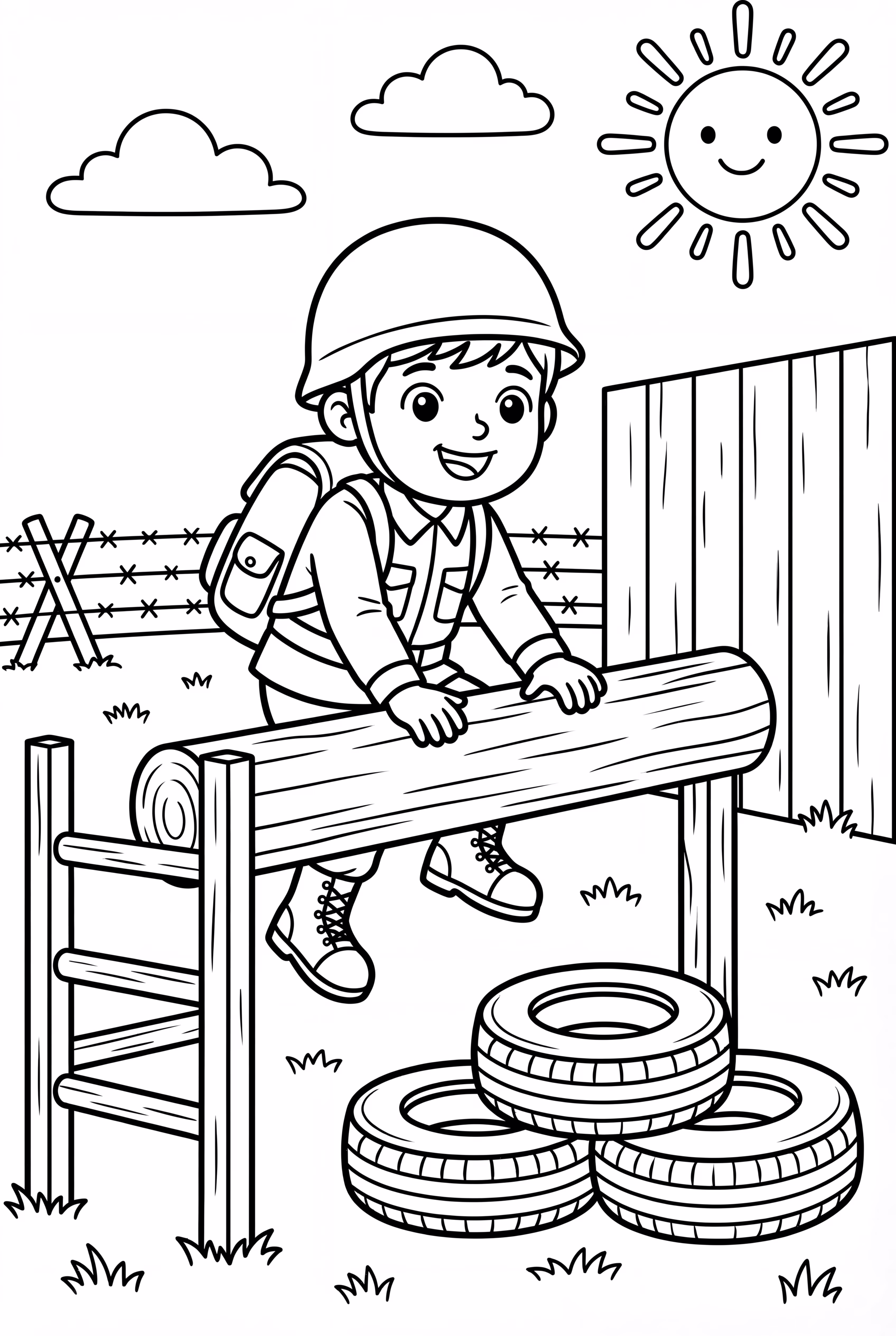 Army Soldier Climbing Obstacle