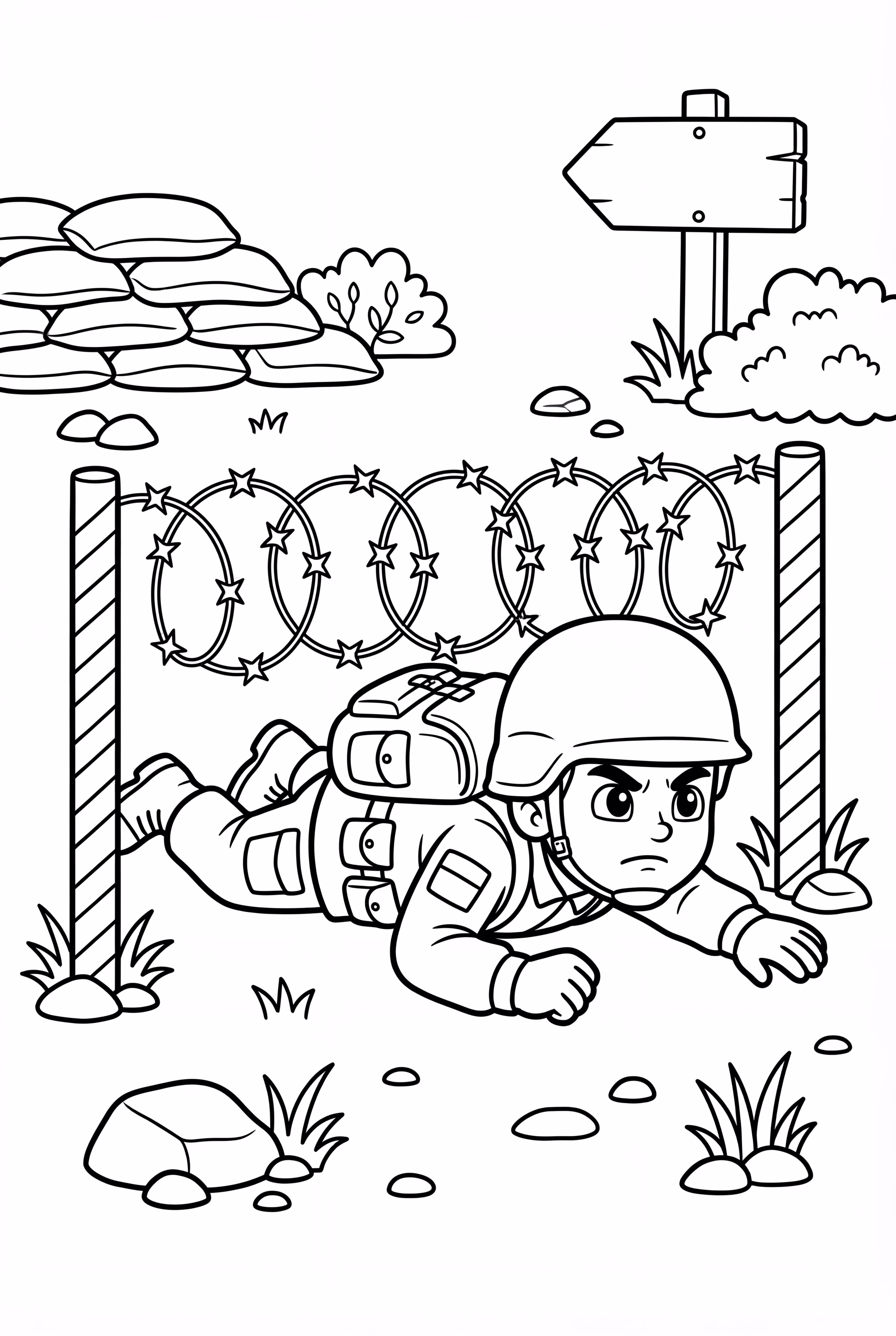 Army Soldier Crawling Under Wire