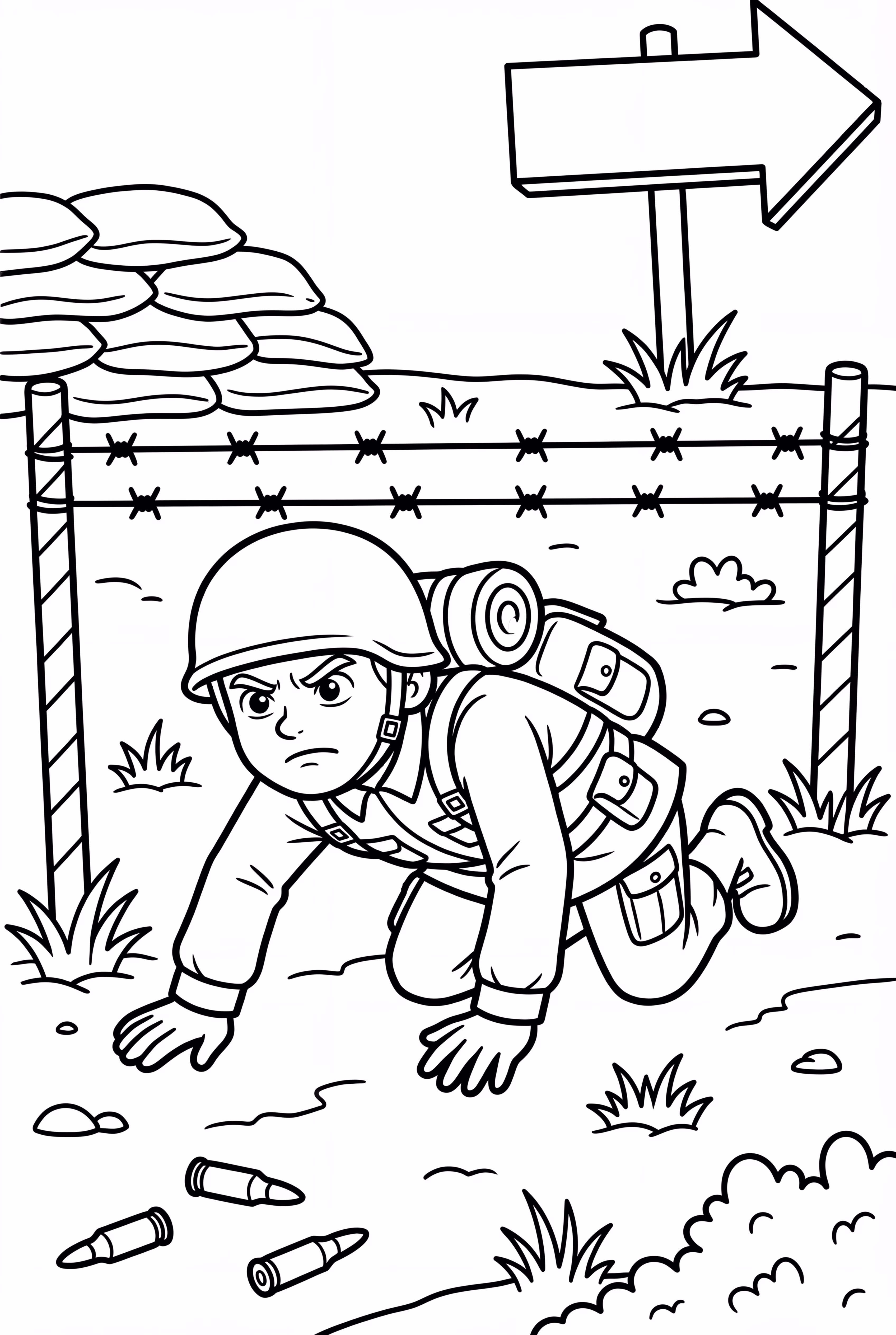 Army Soldier Crawling Under Wire