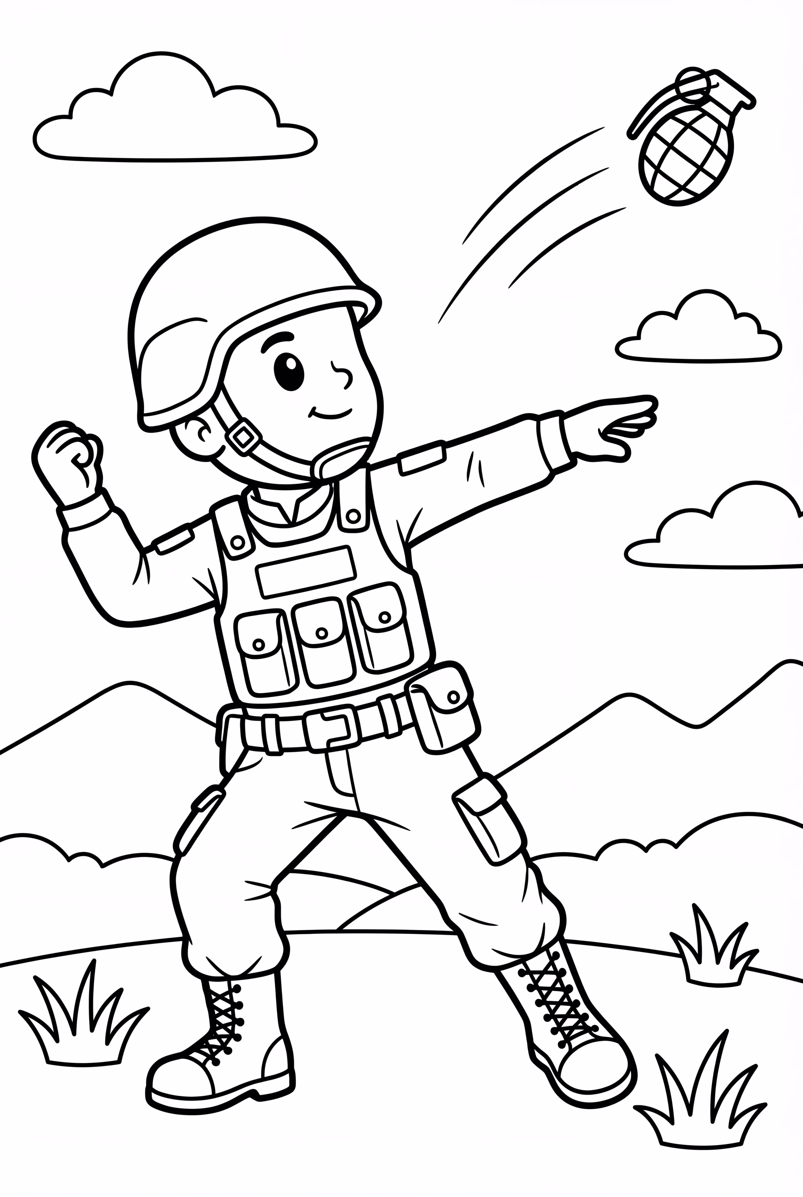 Army Soldier Throwing Grenade