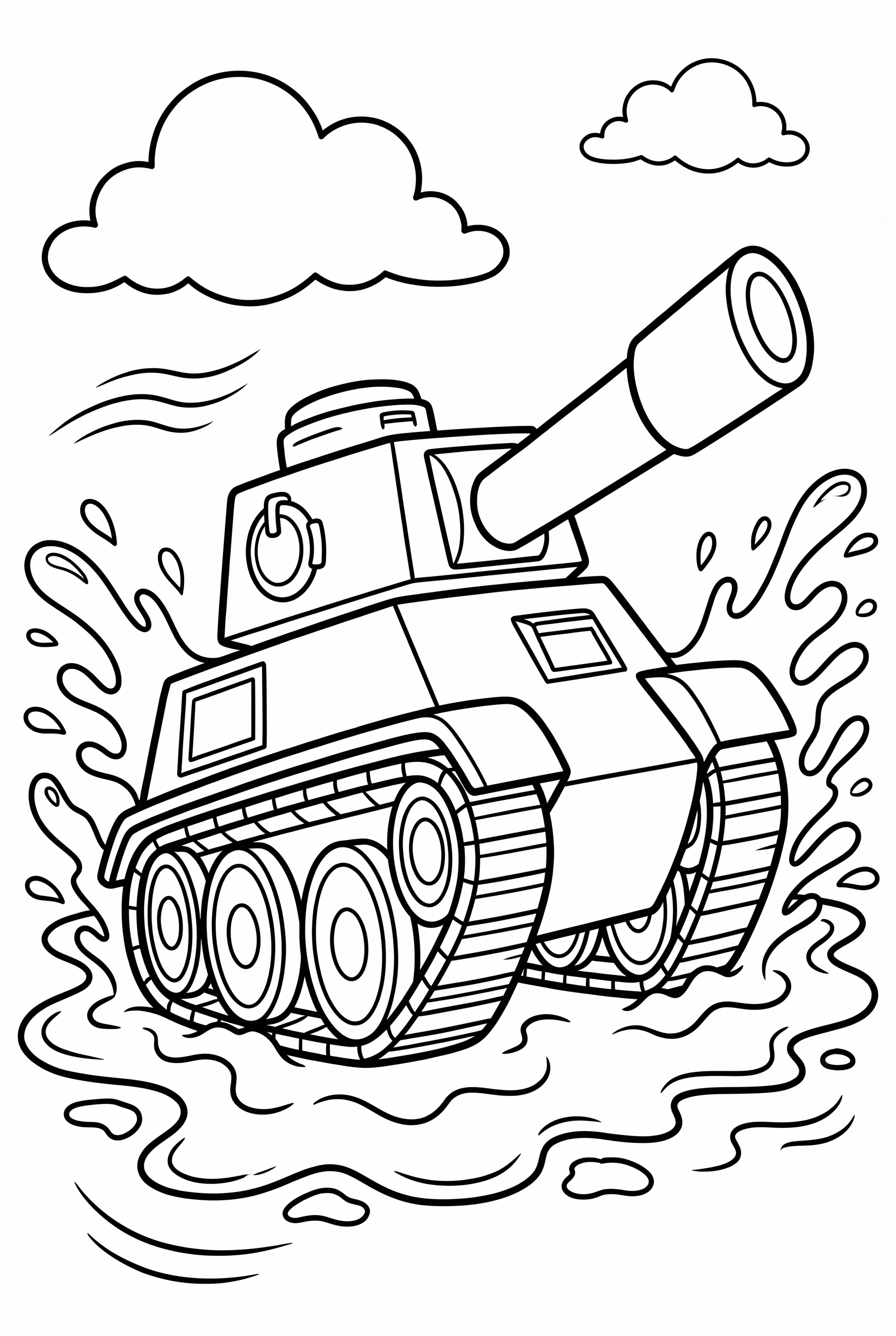 진흙을 뚫고 지나가는 군용 탱크