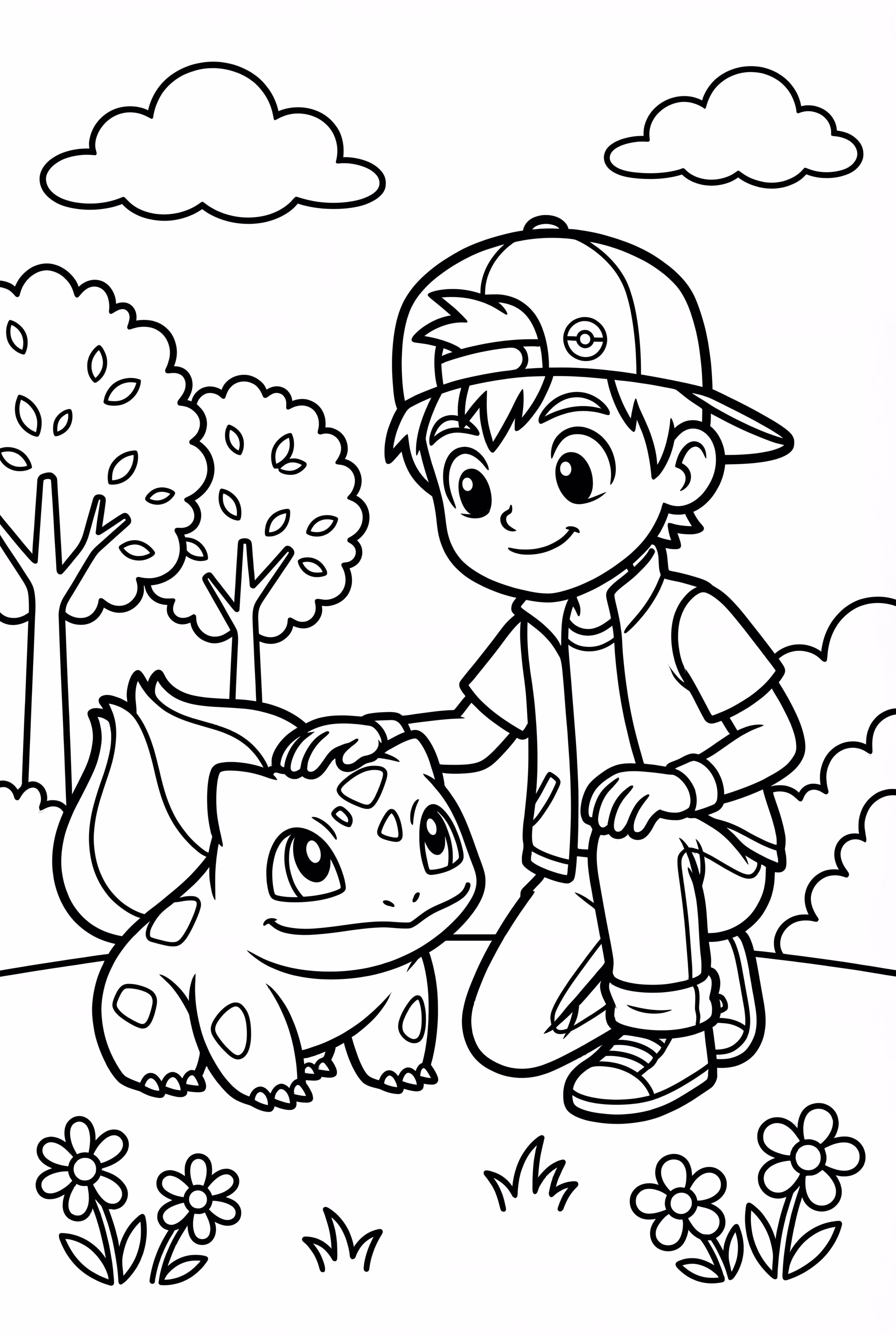 Ash streichelt sein Bisasam