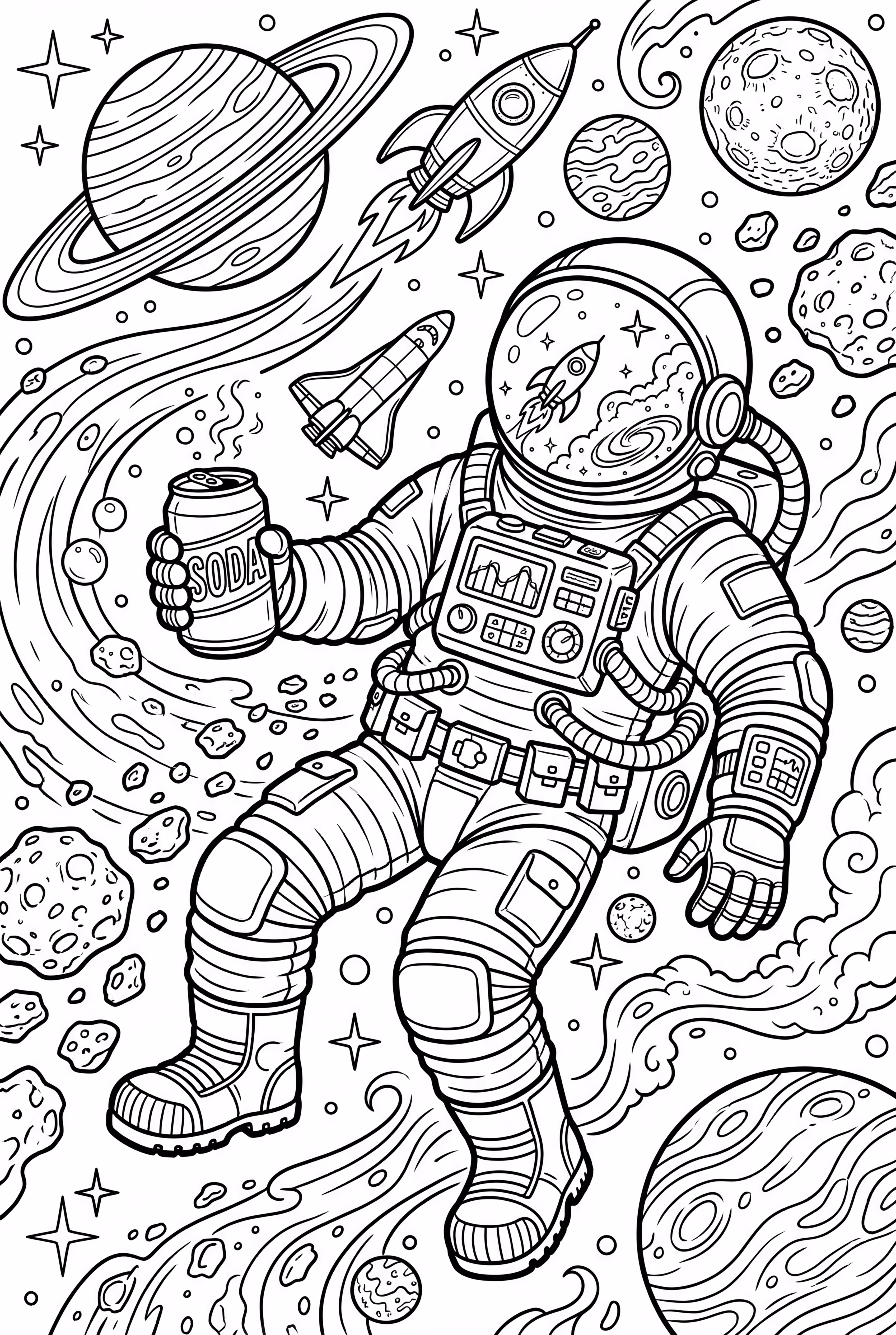 Astronauta Bebendo Refrigerante Flutuante no Espaço