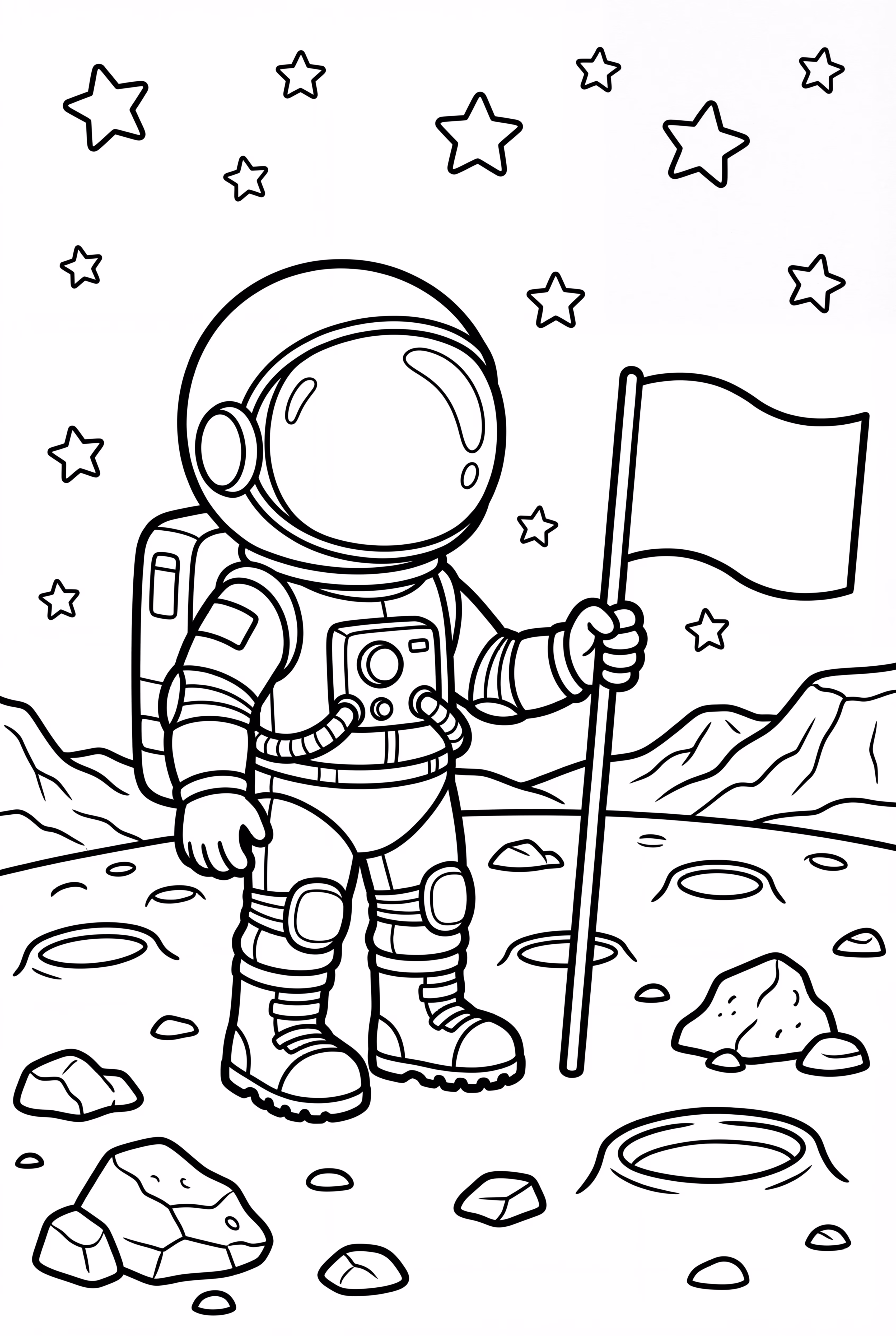 우주 비행사가 달에 깃발을 꽂는 장면