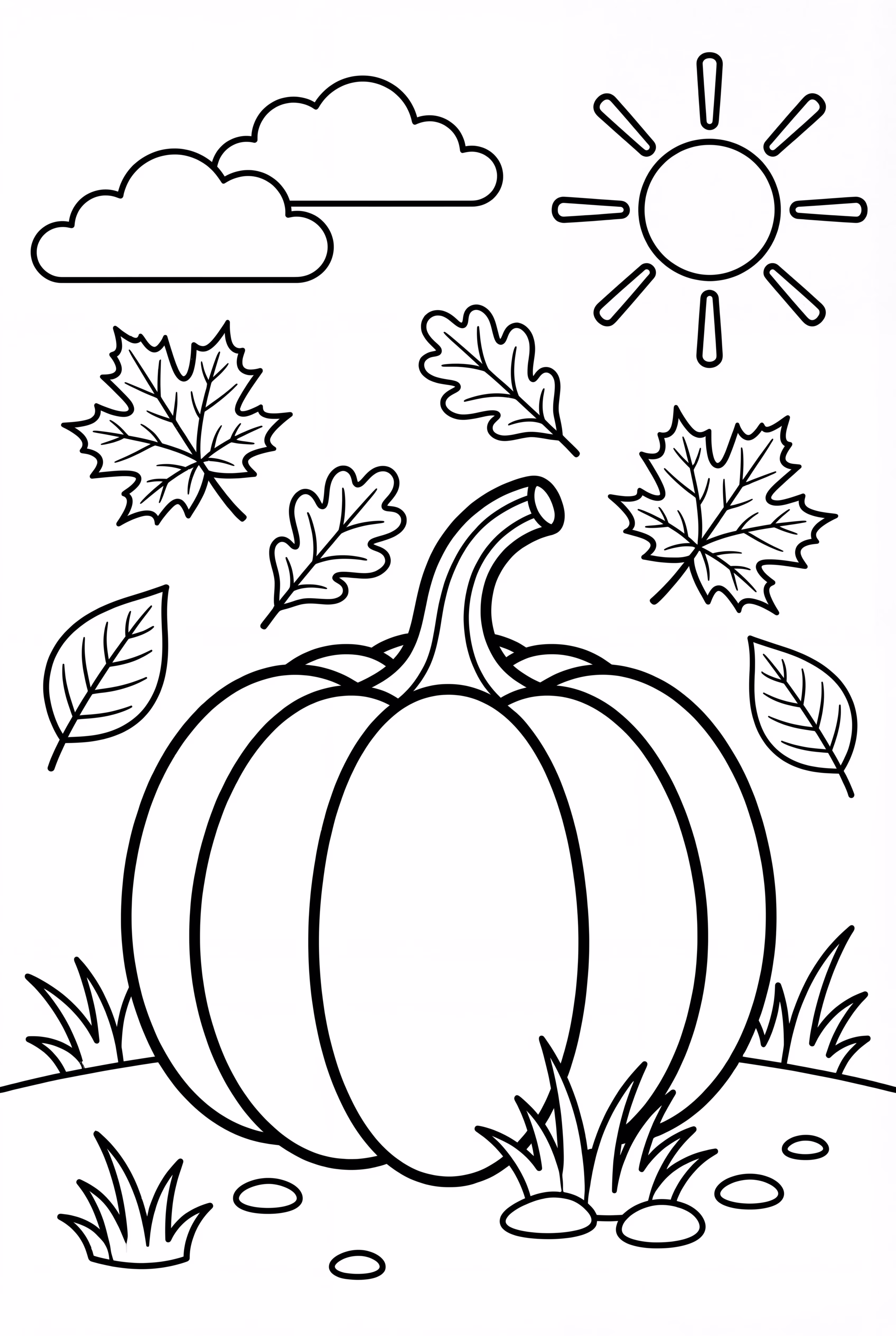 Autumn Pumpkin Surrounded By Falling Leaves