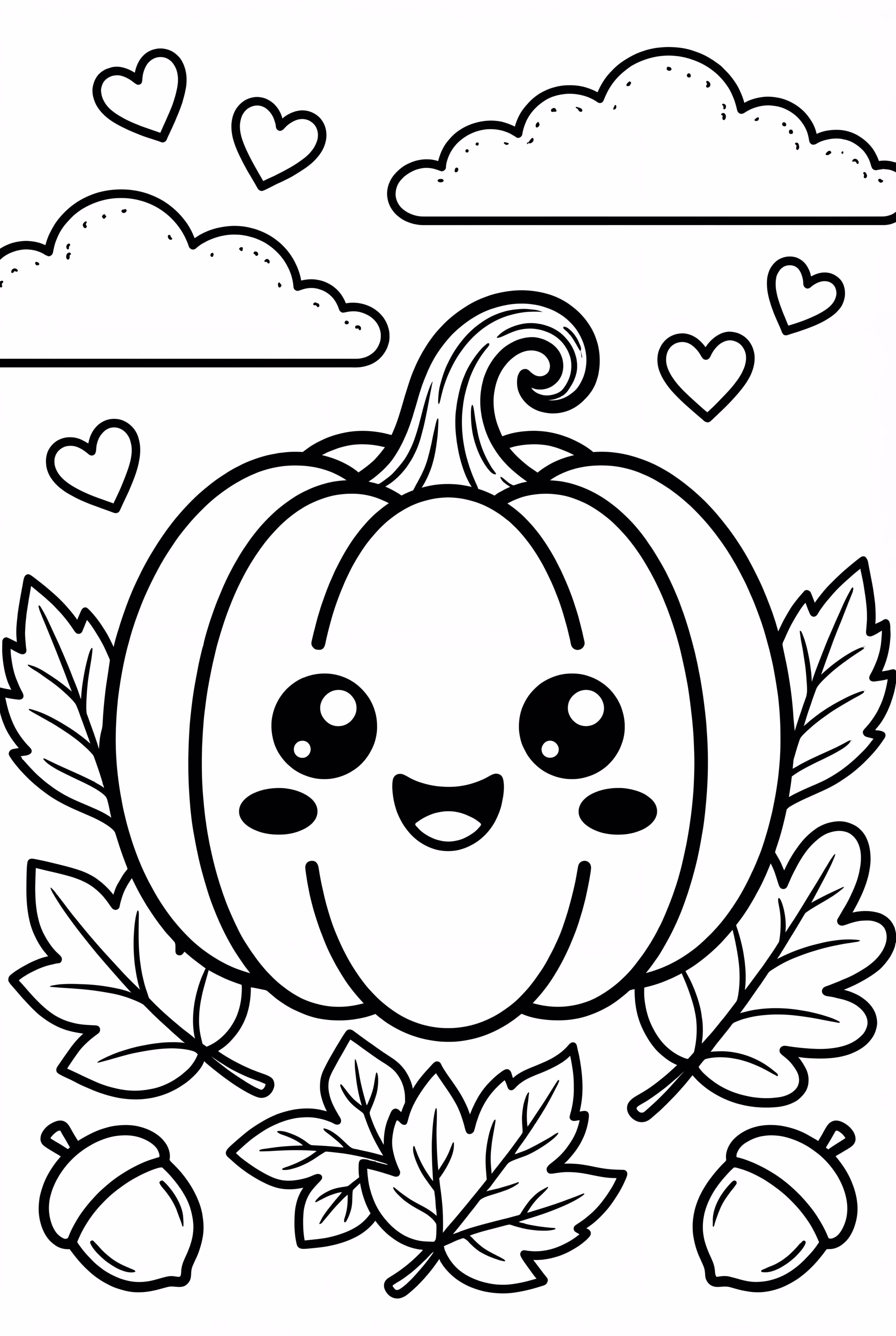 Autumn pumpkin with leaves