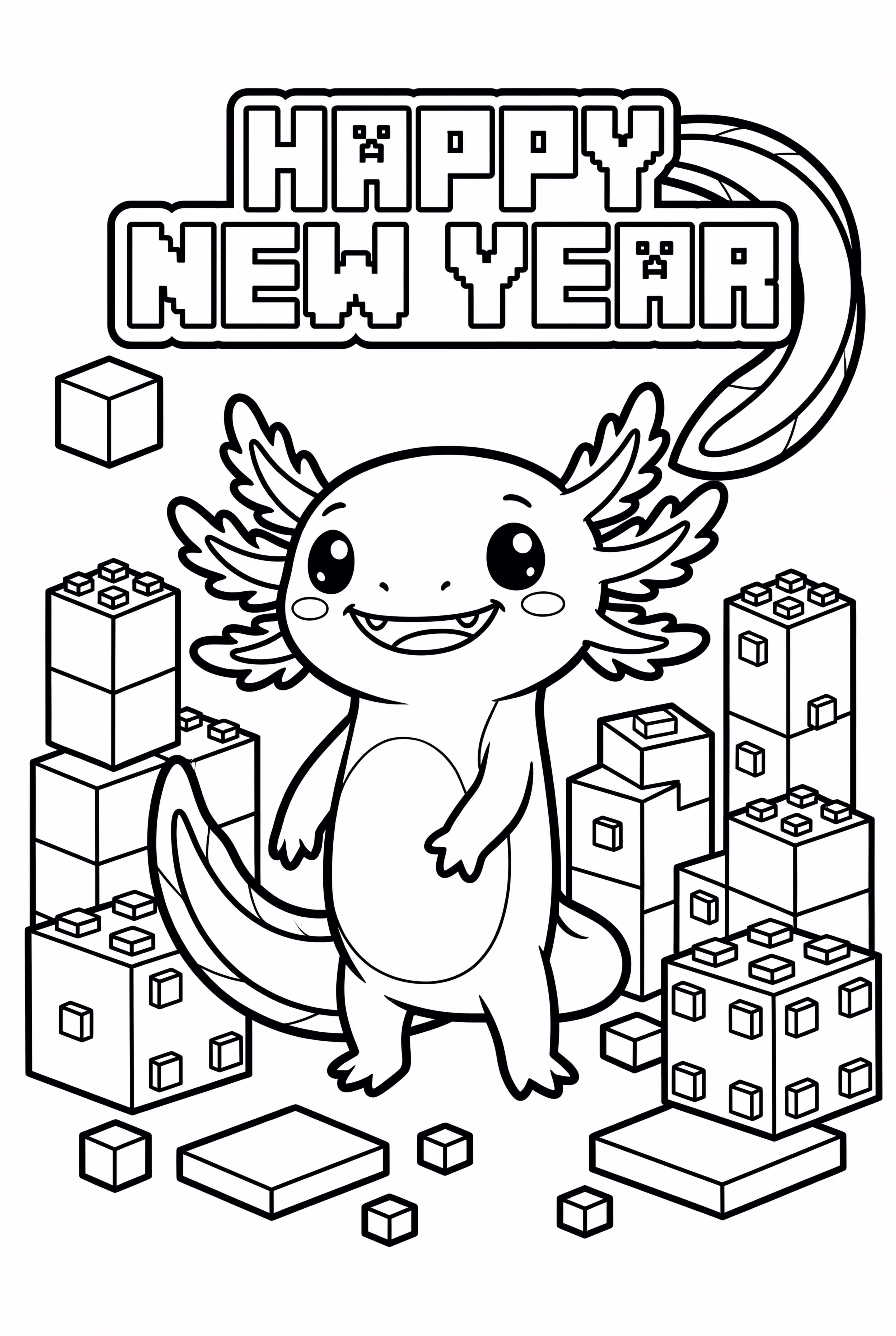 Axolotl Celebrating 2025 New Year in Minecraft-2