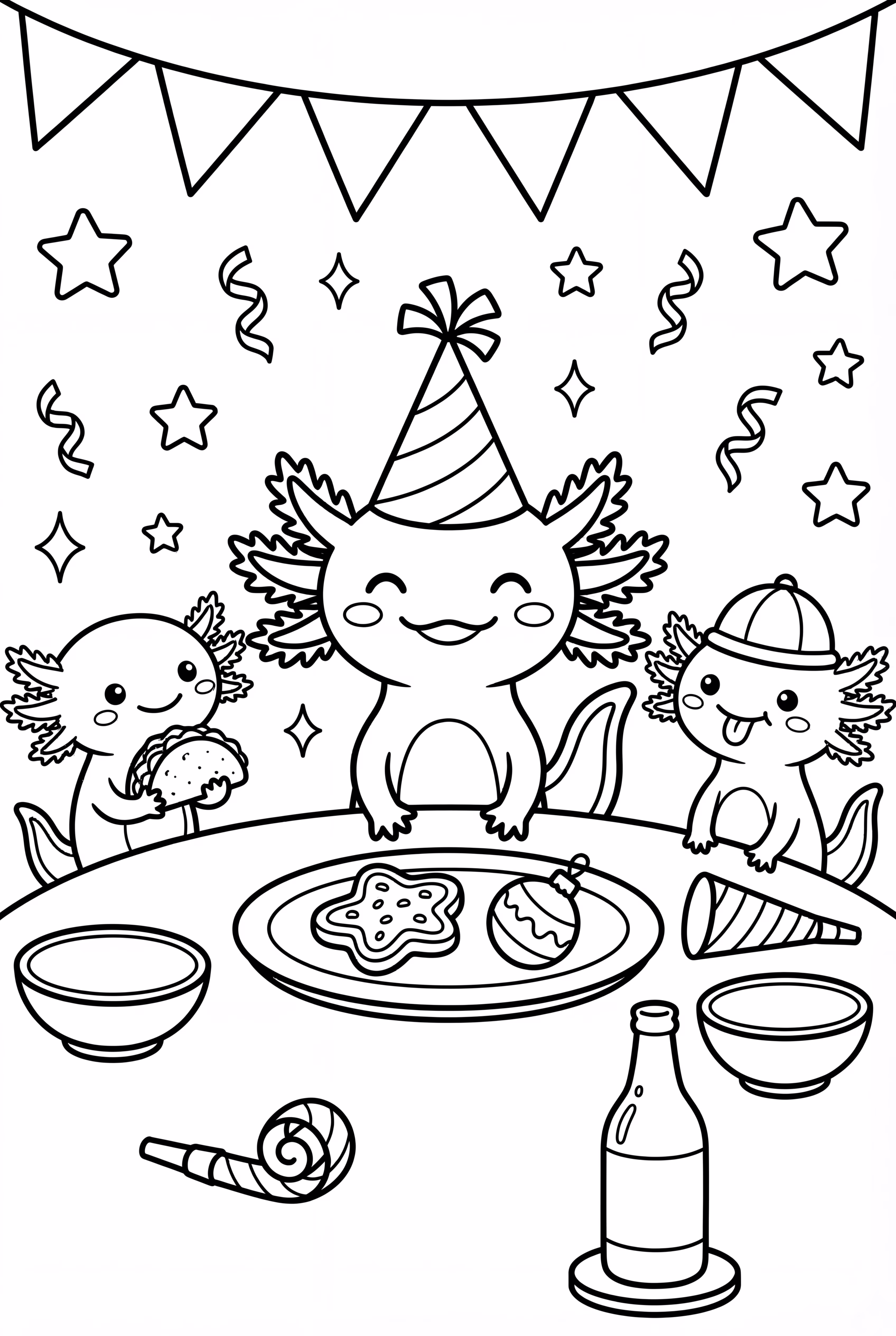 Axolotl Enjoying a Happy New Year Feast