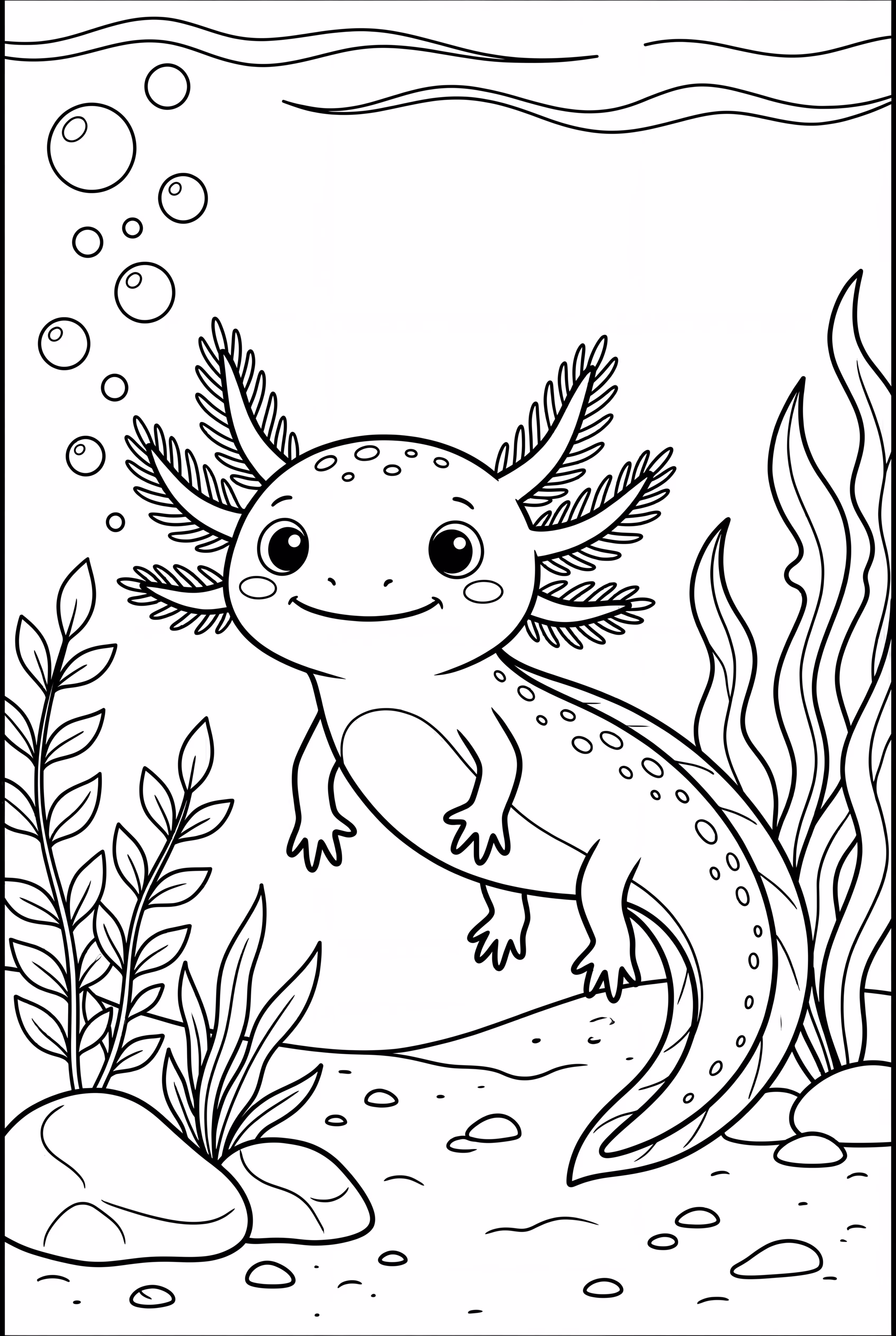 Axolotl in an underwater scene