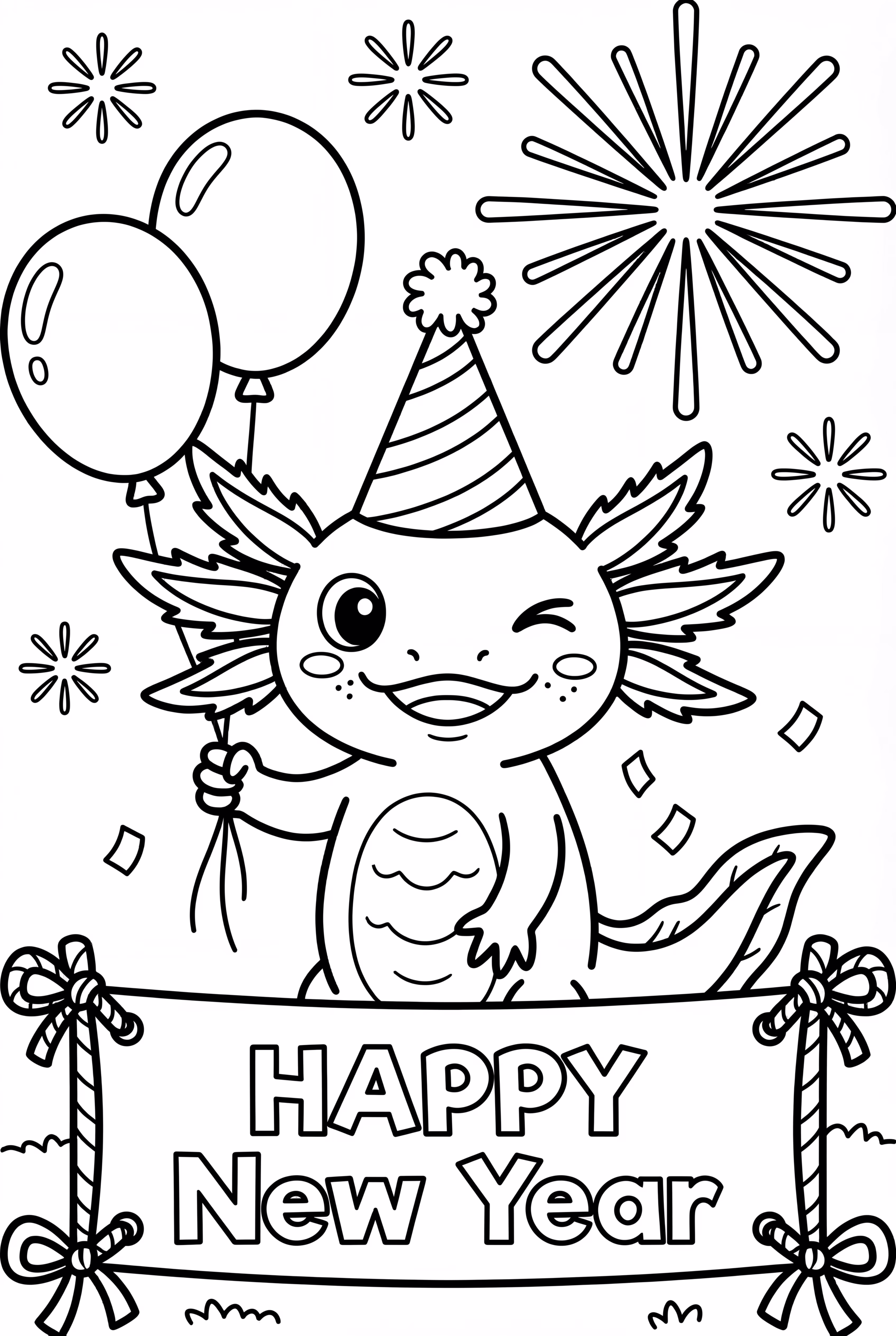 Axolotl Preparing for a 2025 New Year Surprise