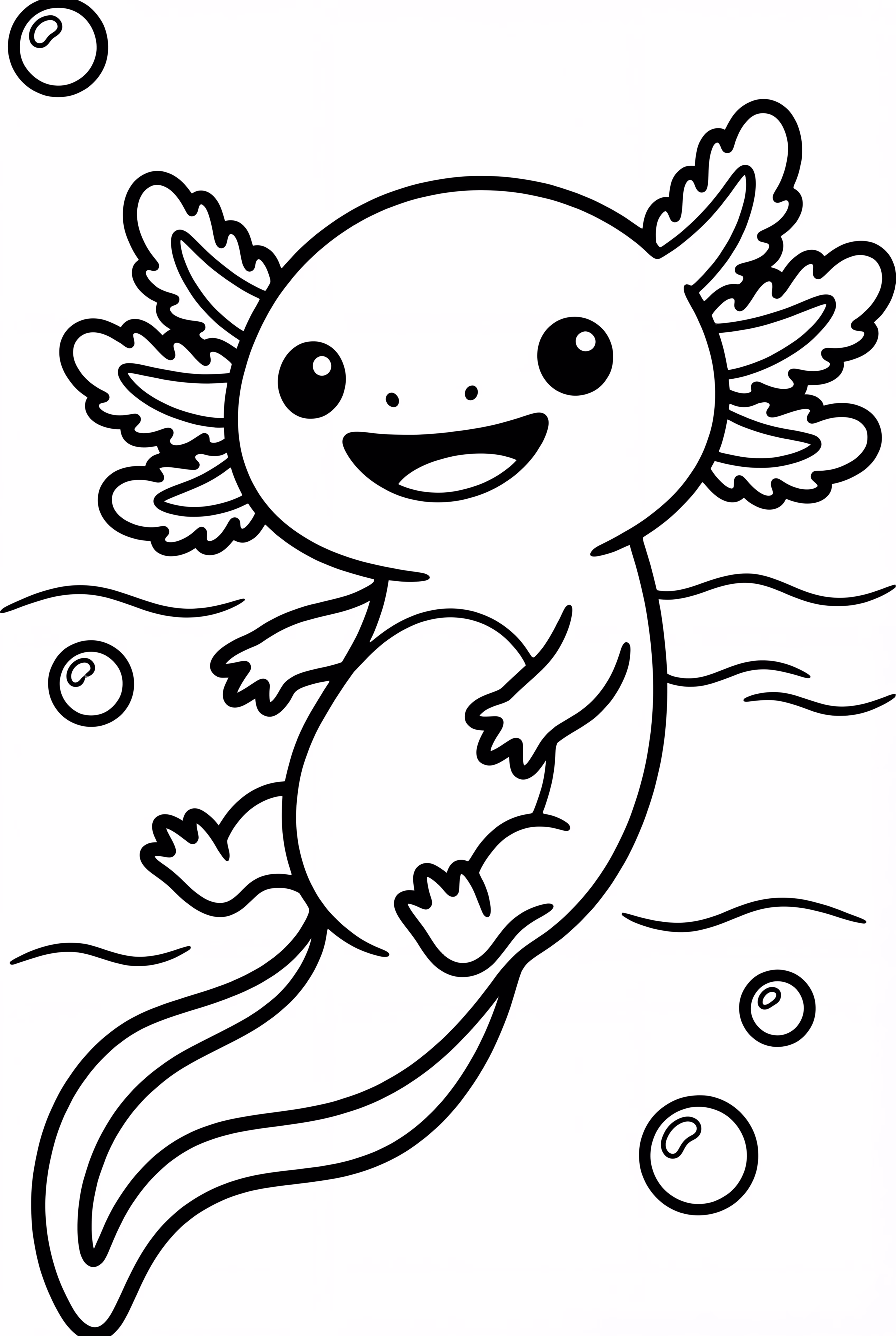 Axolotl swimming and smiling