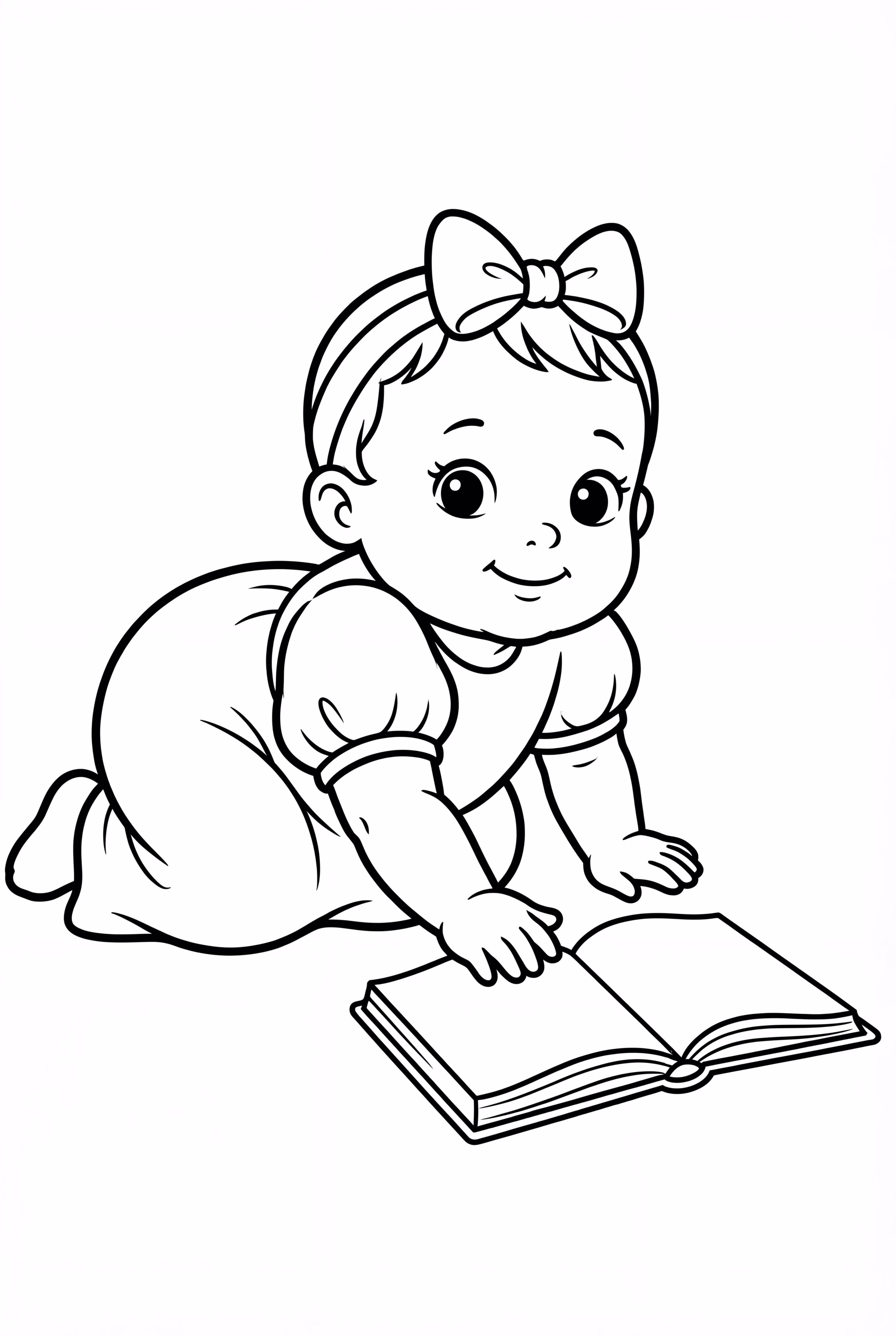 Baby Belle Crawling Towards A Book