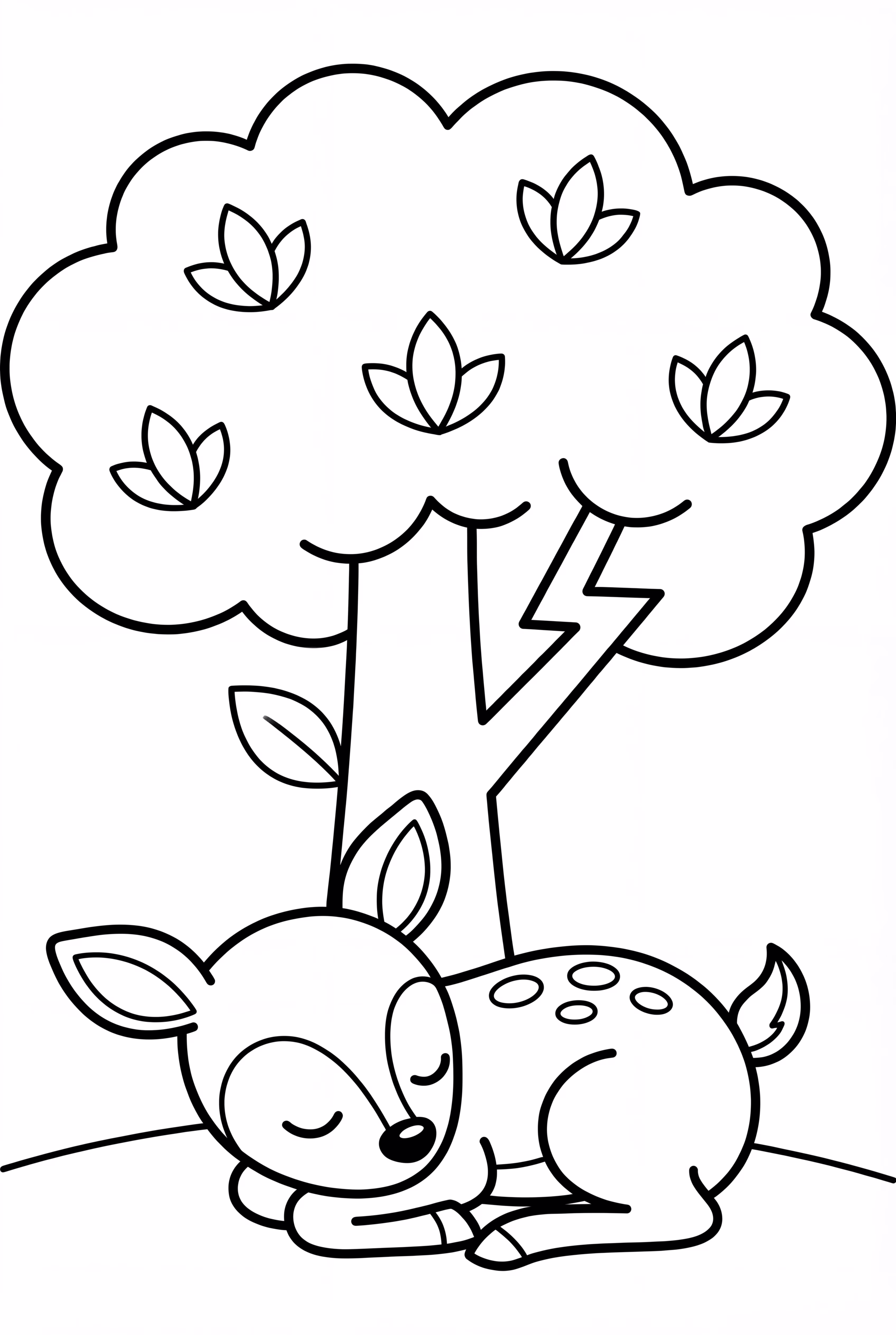 Baby Reh Schläft Unter Baum