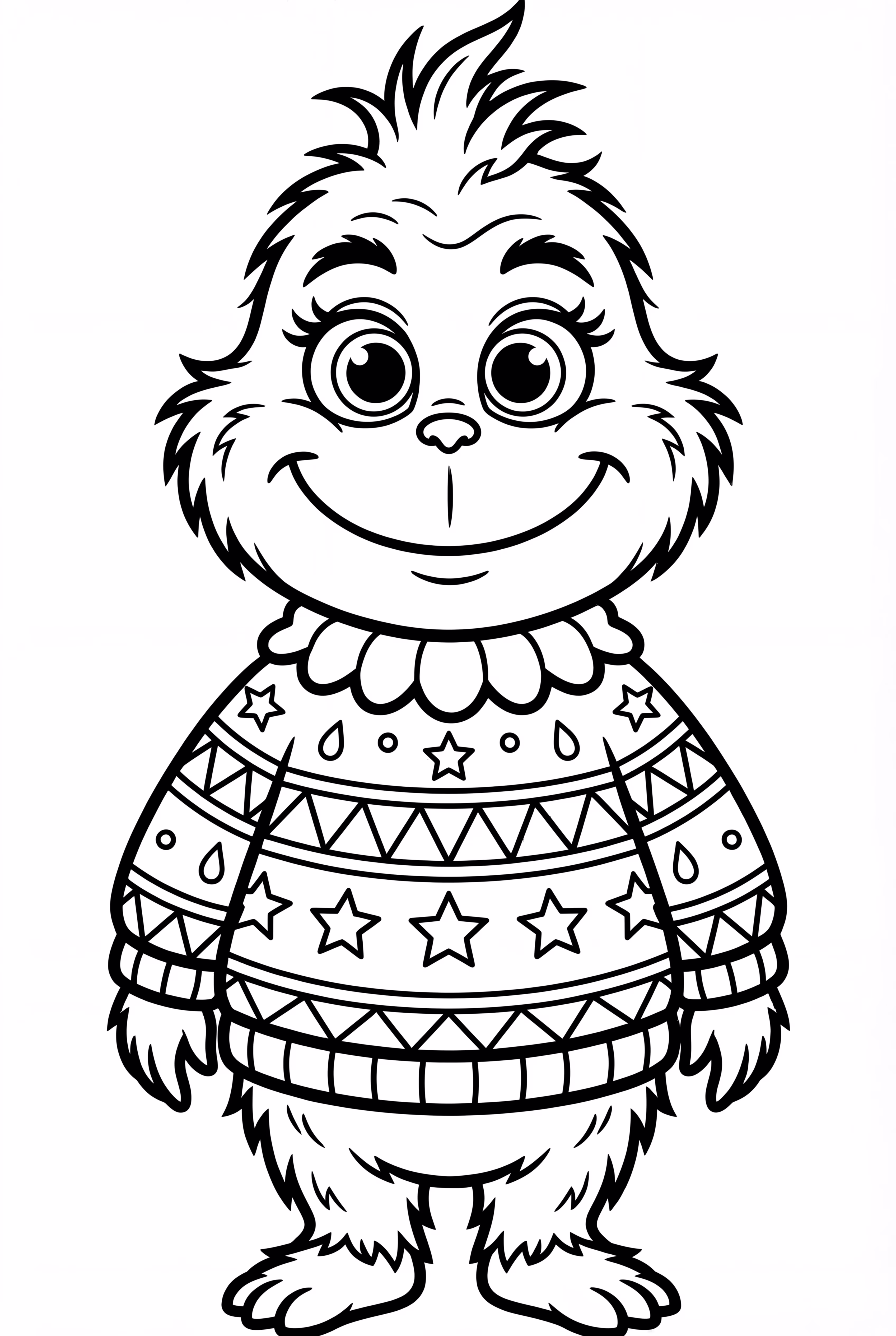 Baby Grinch wearing a holiday sweater
