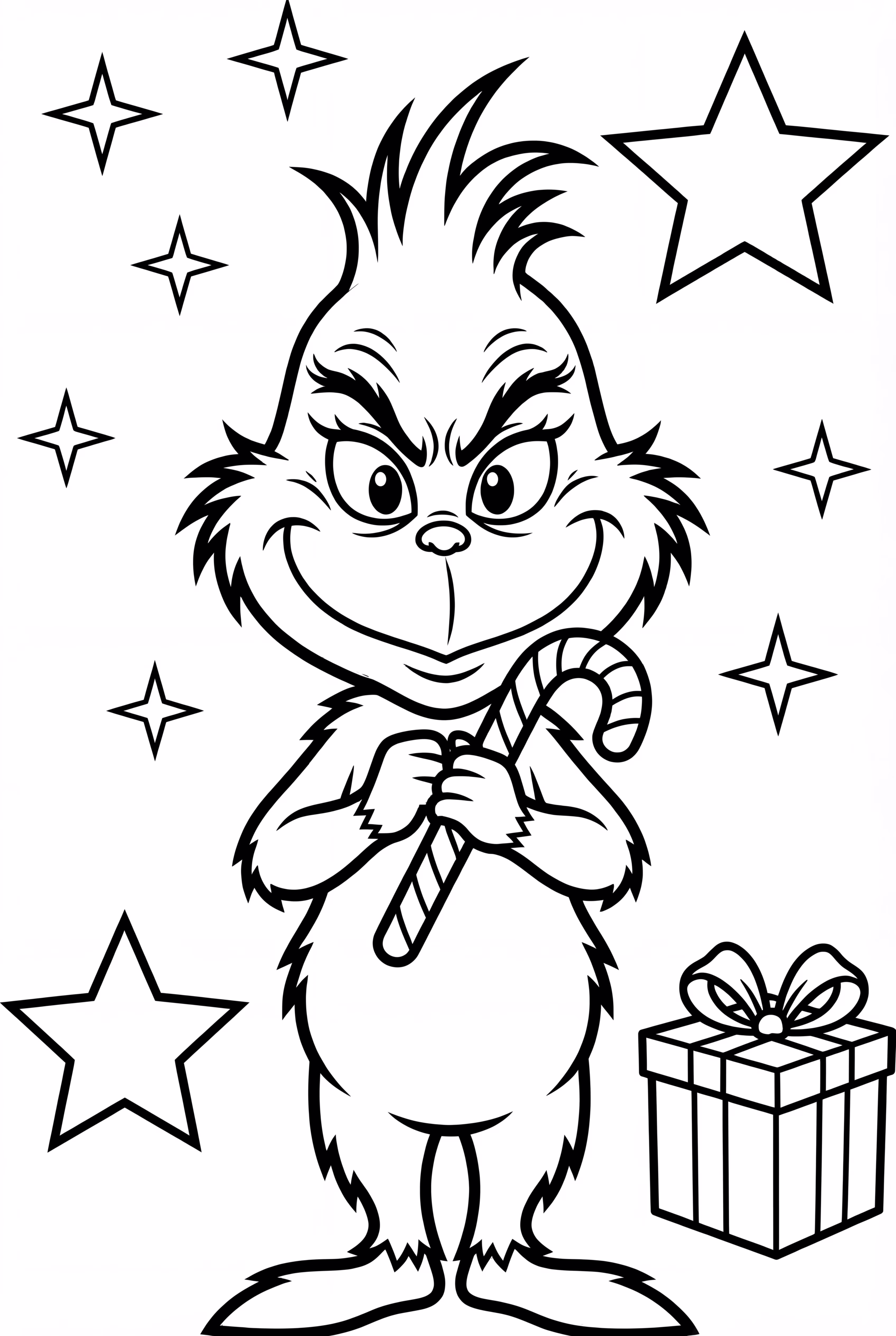 Baby Grinch with a candy cane