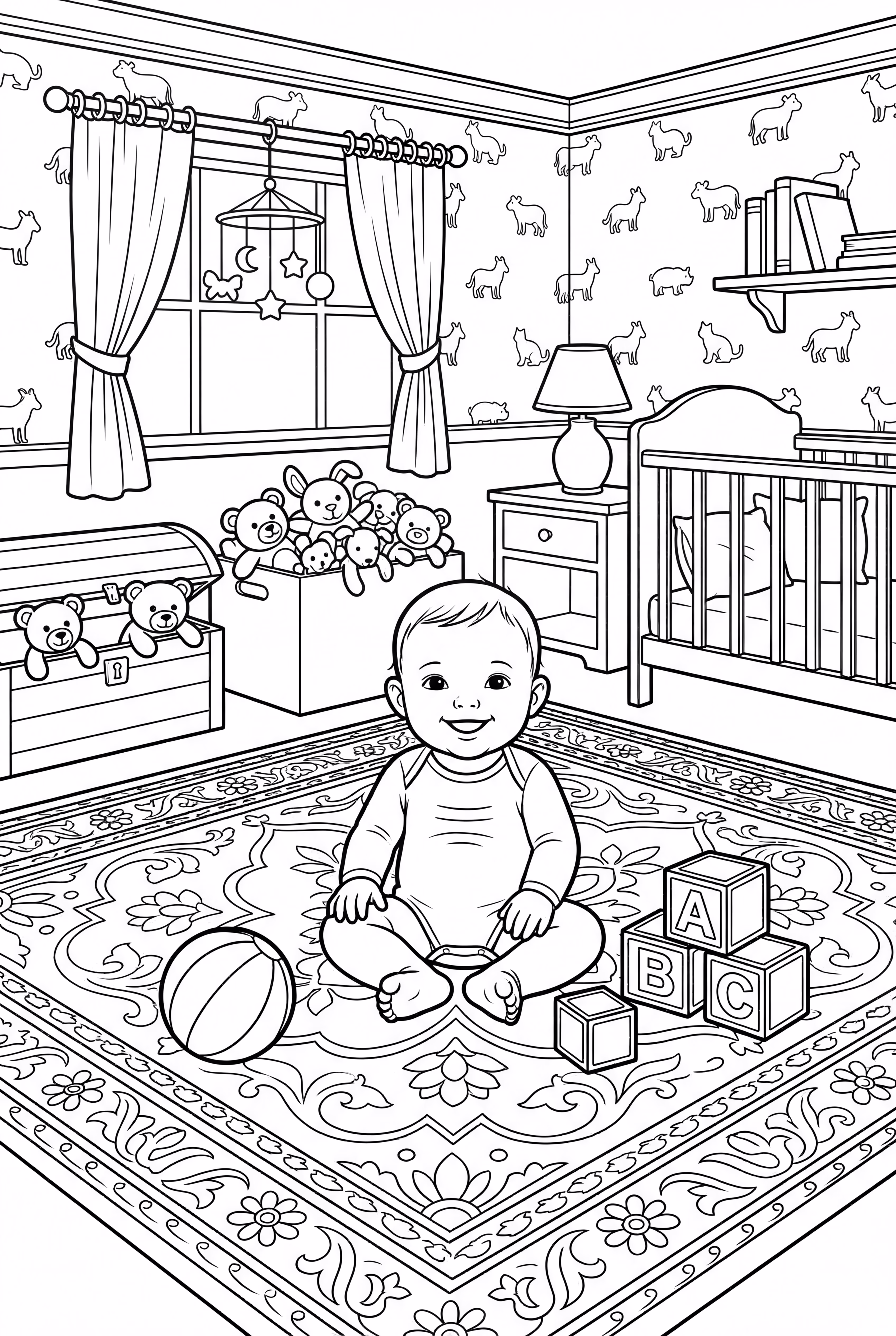 Baby In A Detailed Nursery Room
