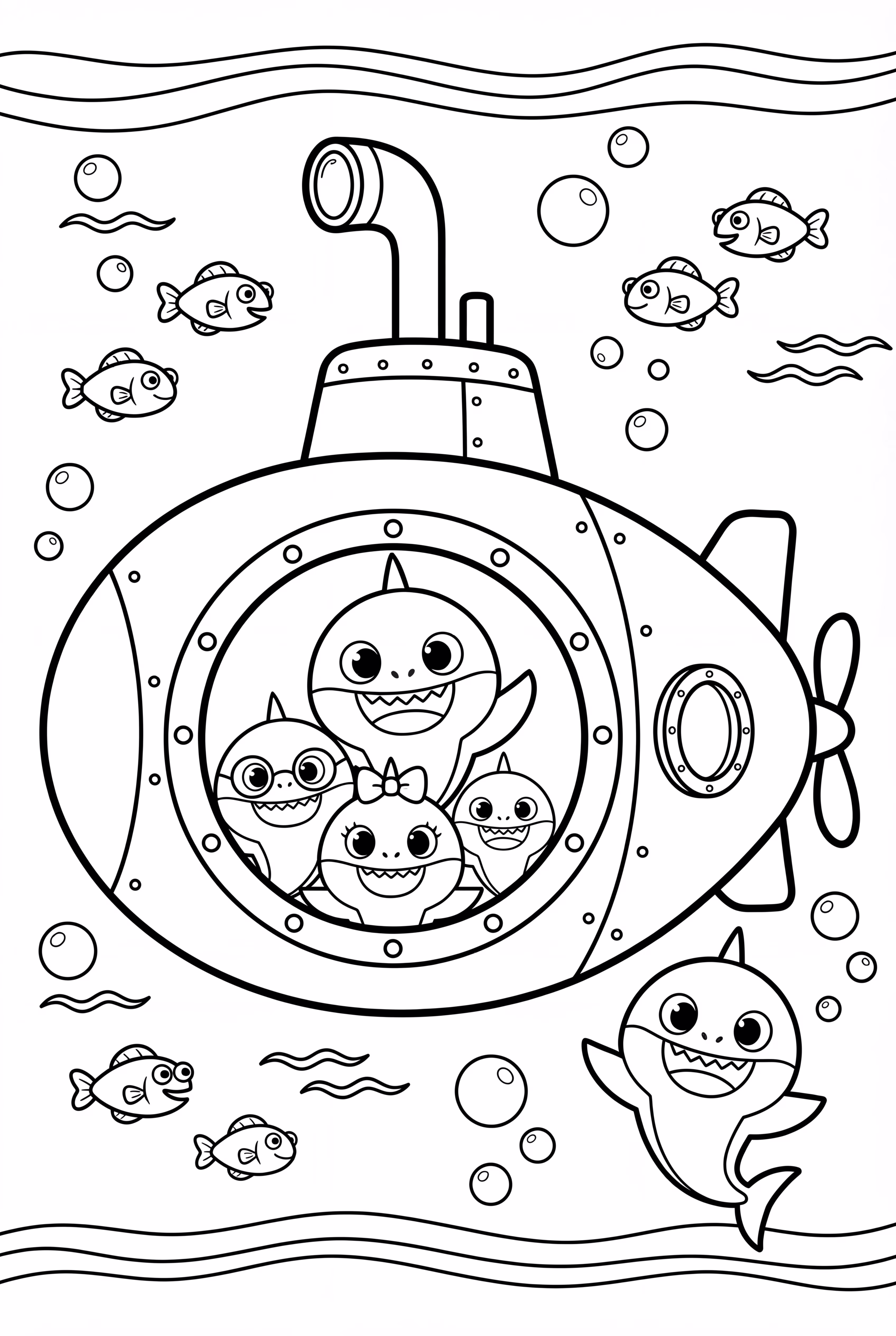 Baby Shark und seine Freunde im U-Boot