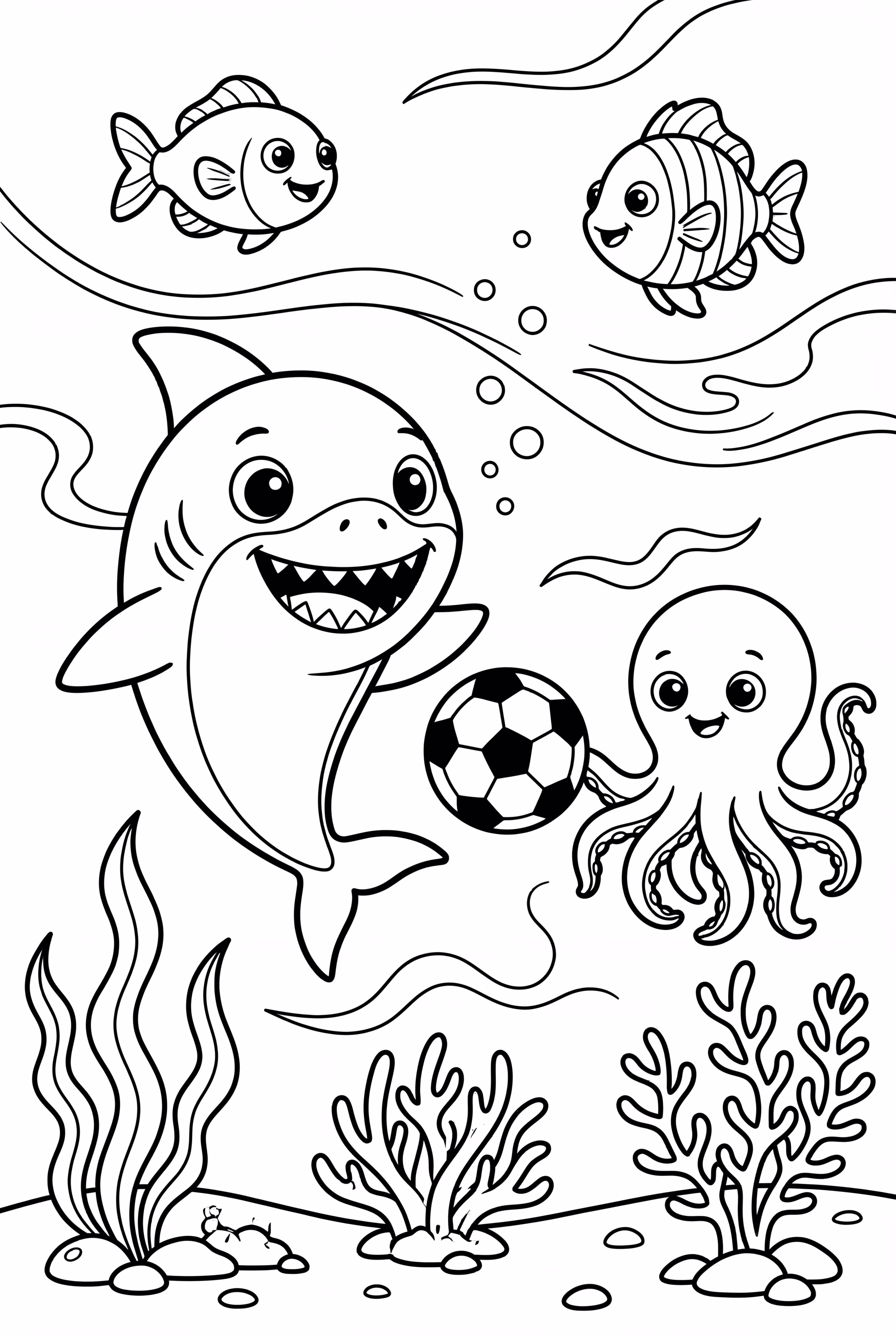 鲨鱼宝宝和朋友们踢足球