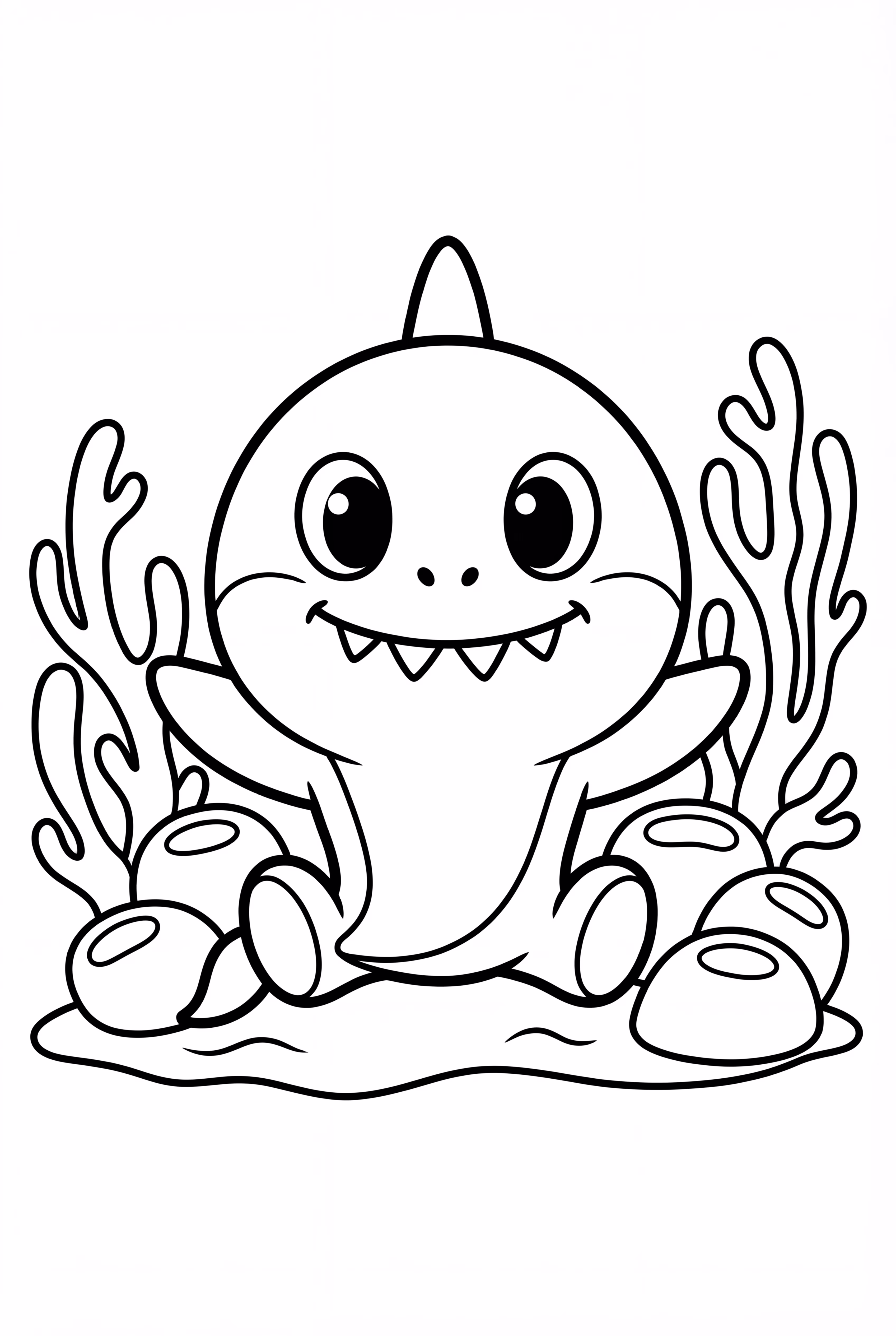 Baby Shark Escondido Atrás do Coral