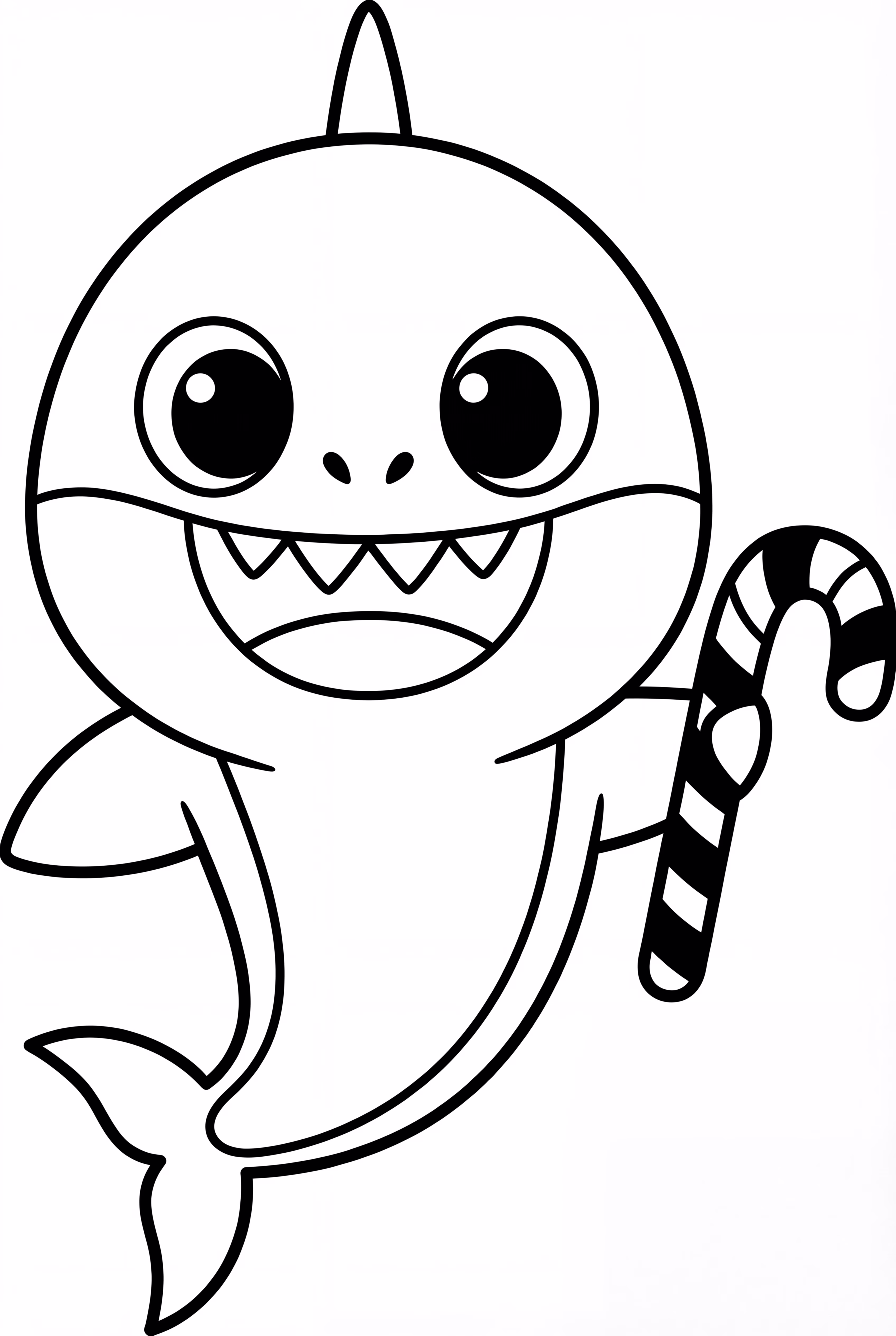 사탕 지팡이를 들고 있는 아기 상어