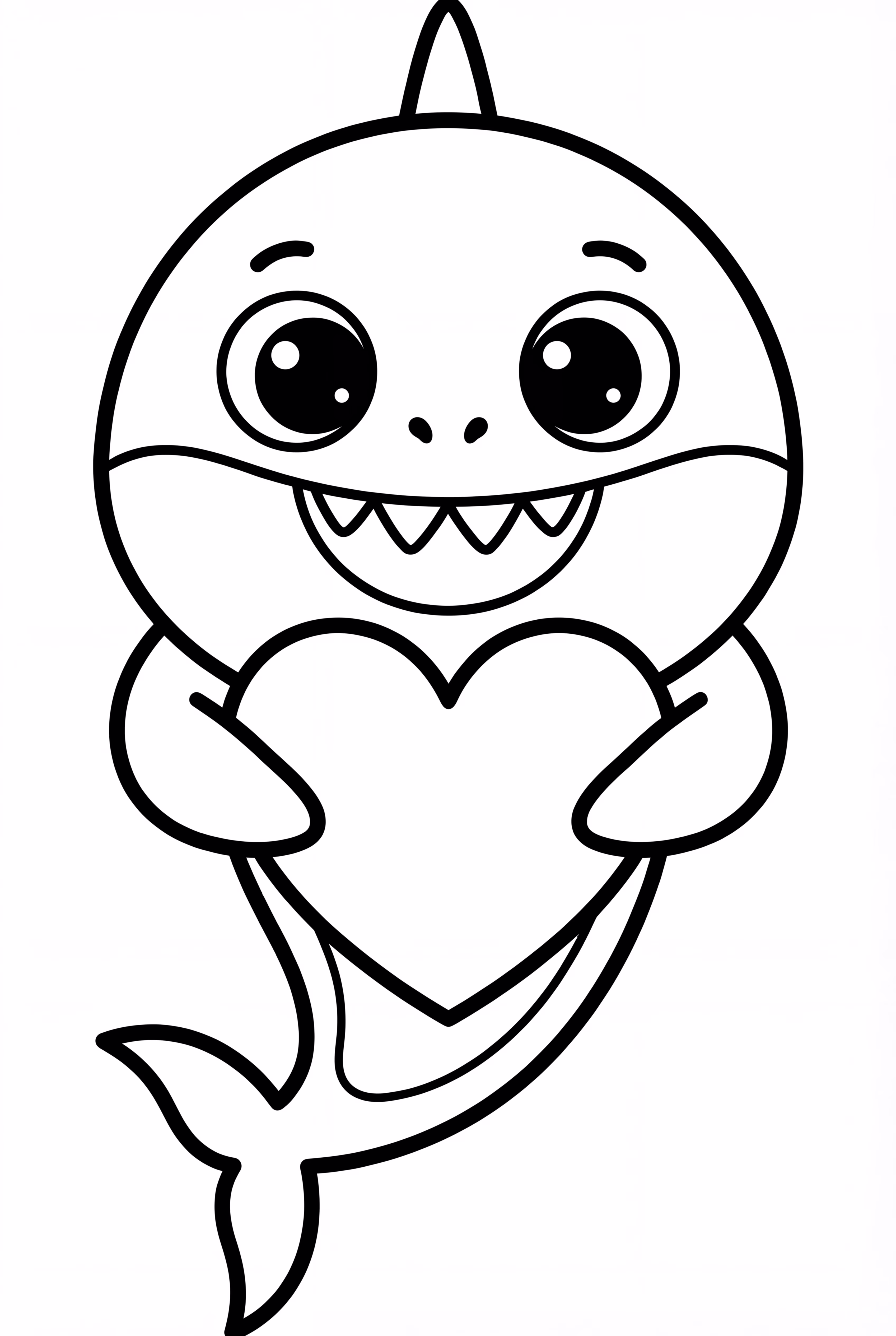 宝宝鲨鱼抱着爱心